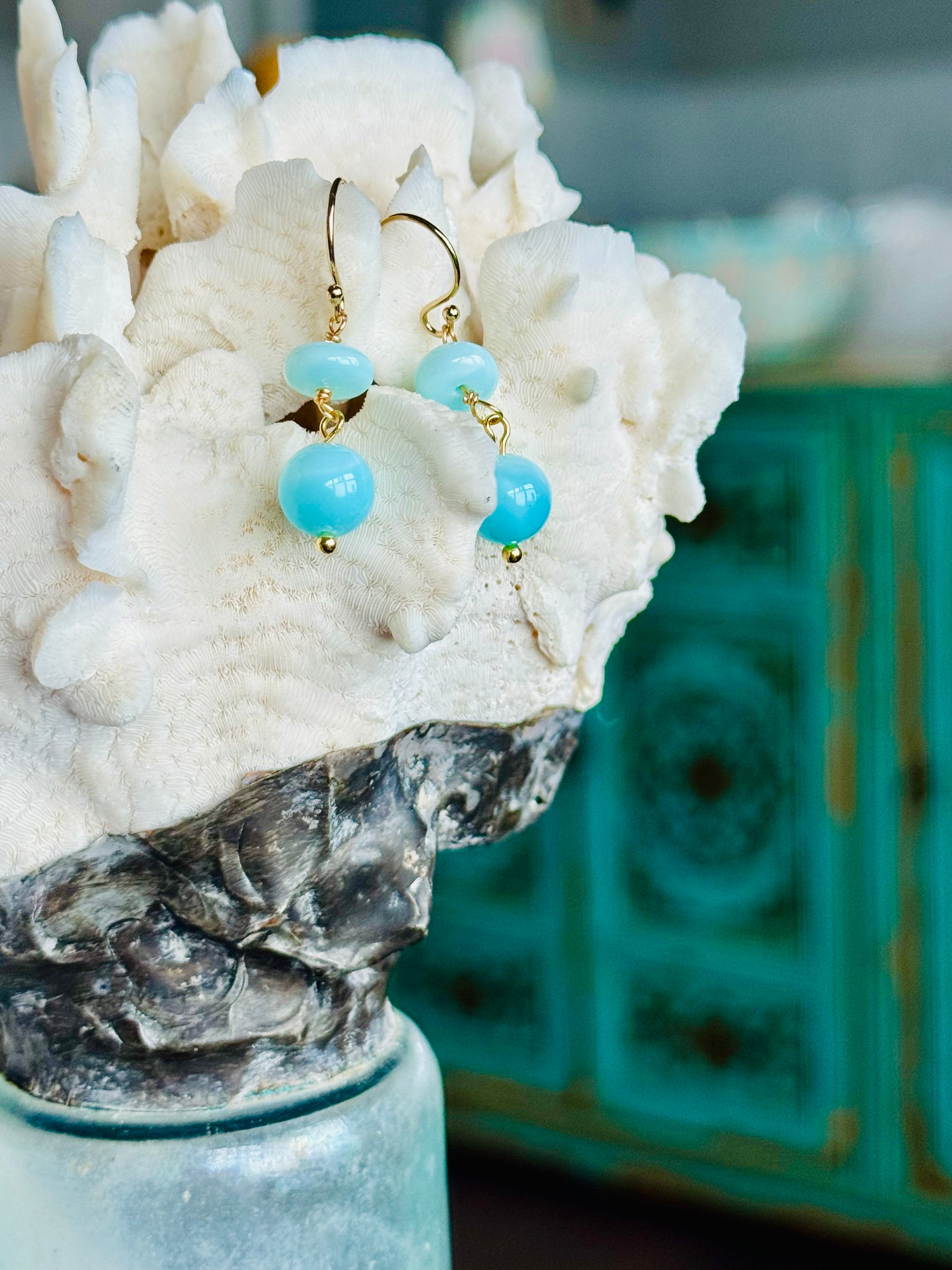 Bright Blue Amazonite Minis Earrings