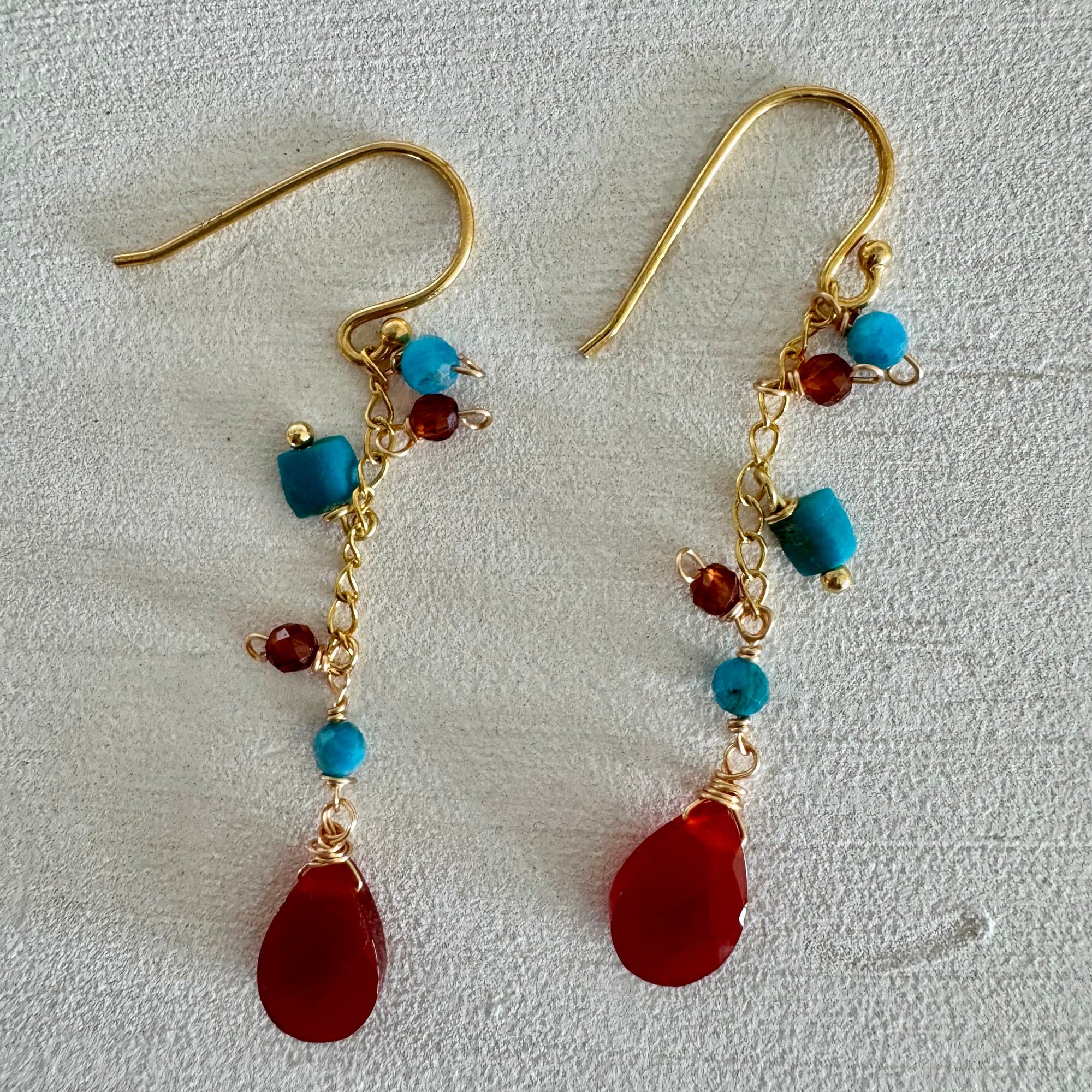 Apatite & Carnelian Dangle Earrings