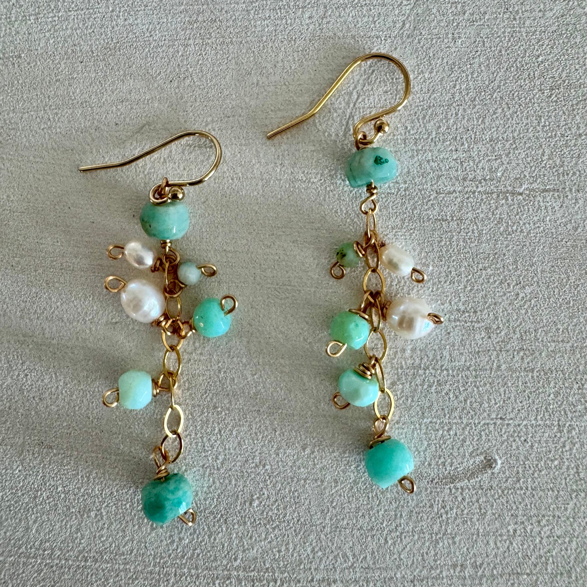 Apatite & Pearl Dangle Earrings