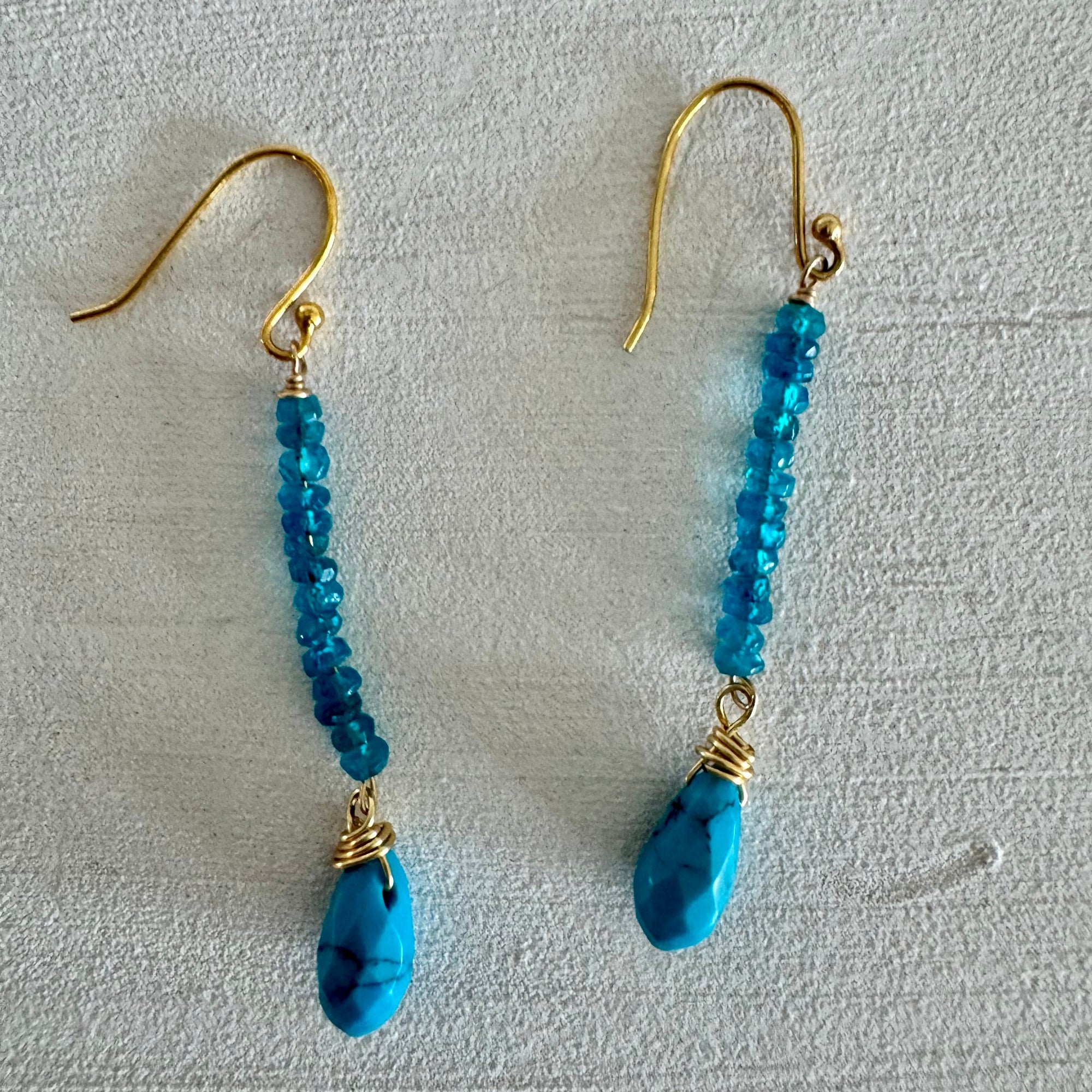 Apatite & Turquoise Teardrop Dangle Earrings