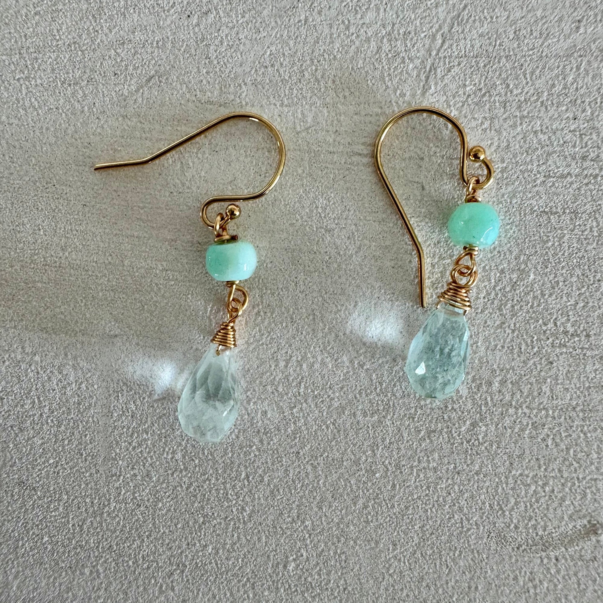 Aquamarine Teardrop & Amazonite Minis Earrings