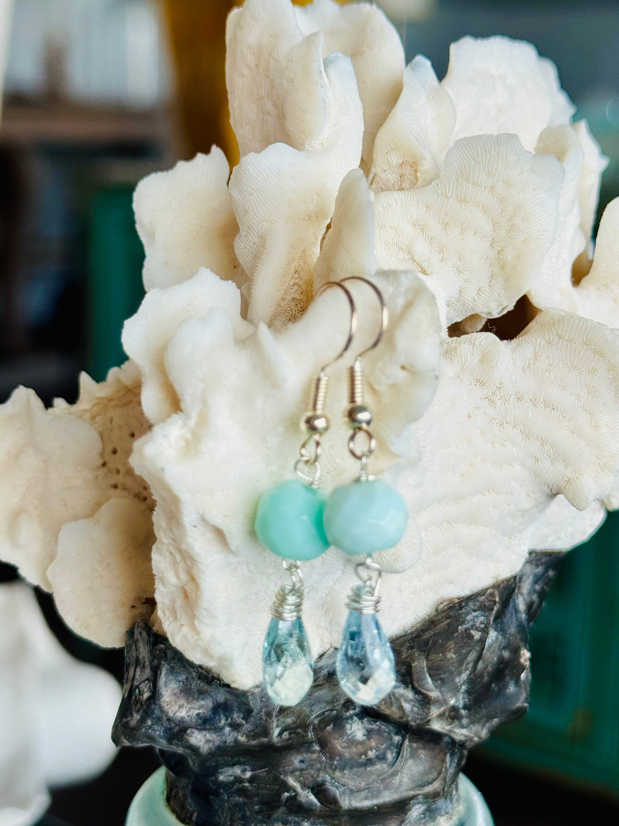 Amazonite & Blue Aquamarine Minis Earrings