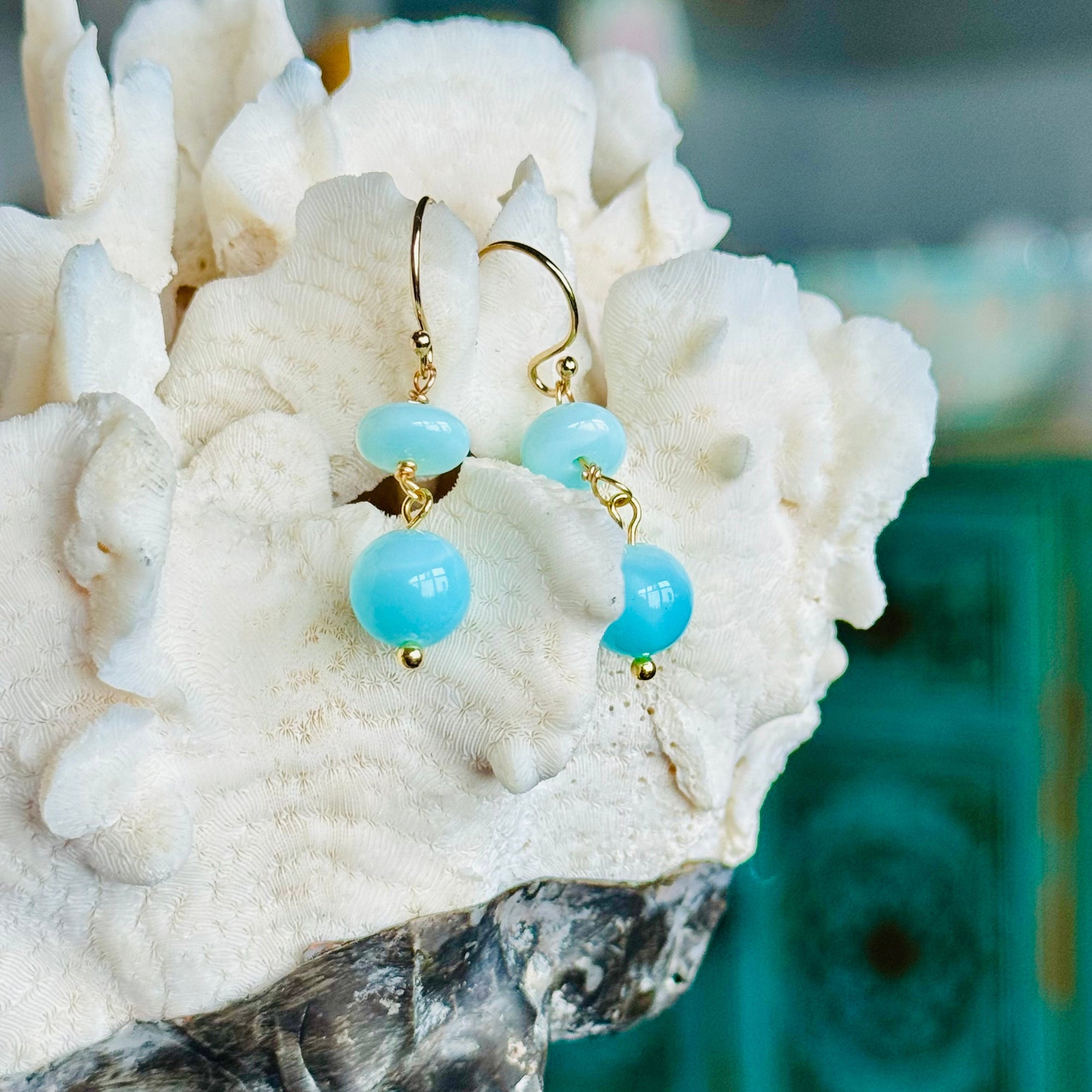 Bright Blue Amazonite Minis Earrings