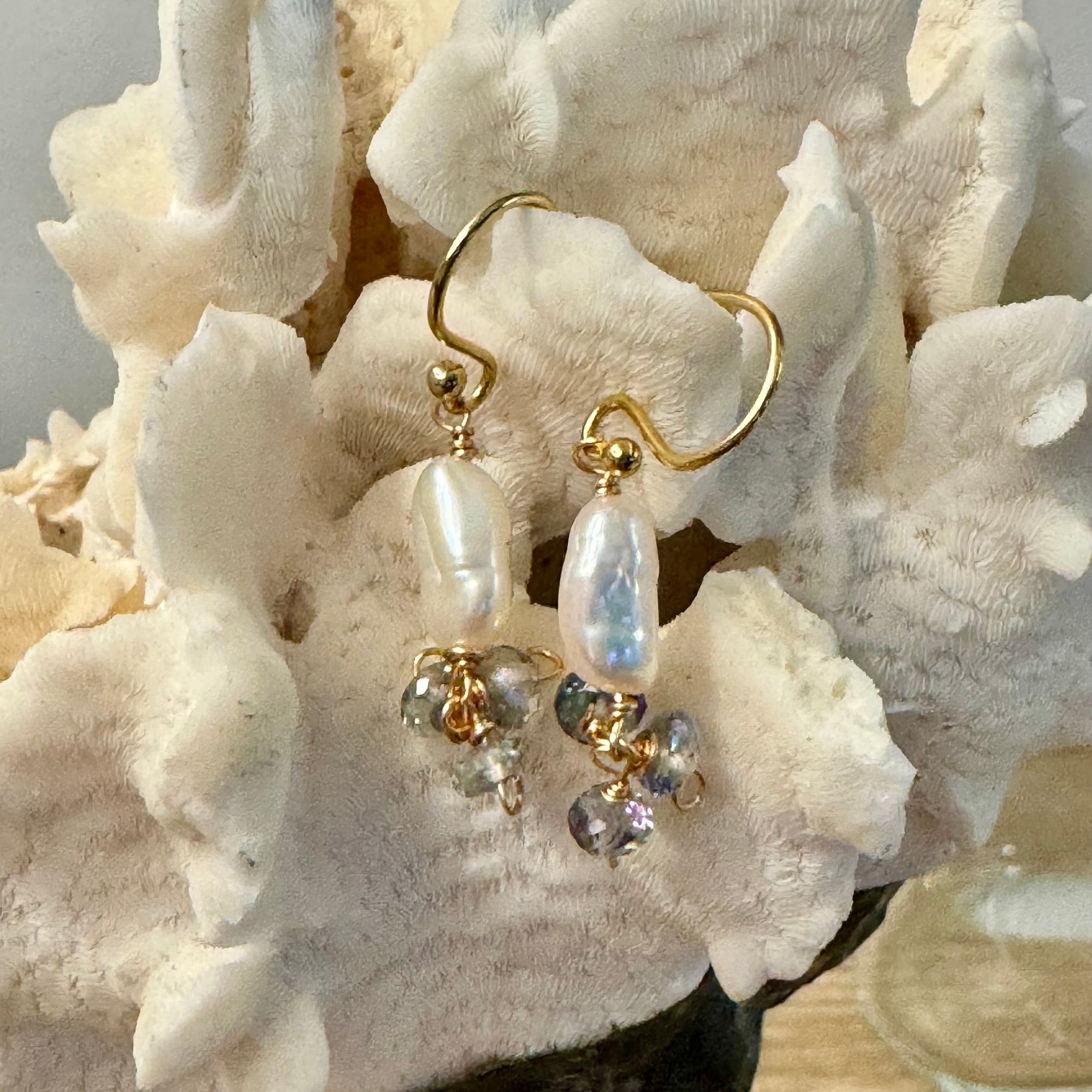 Mystic Topaz & Pearl Earrings