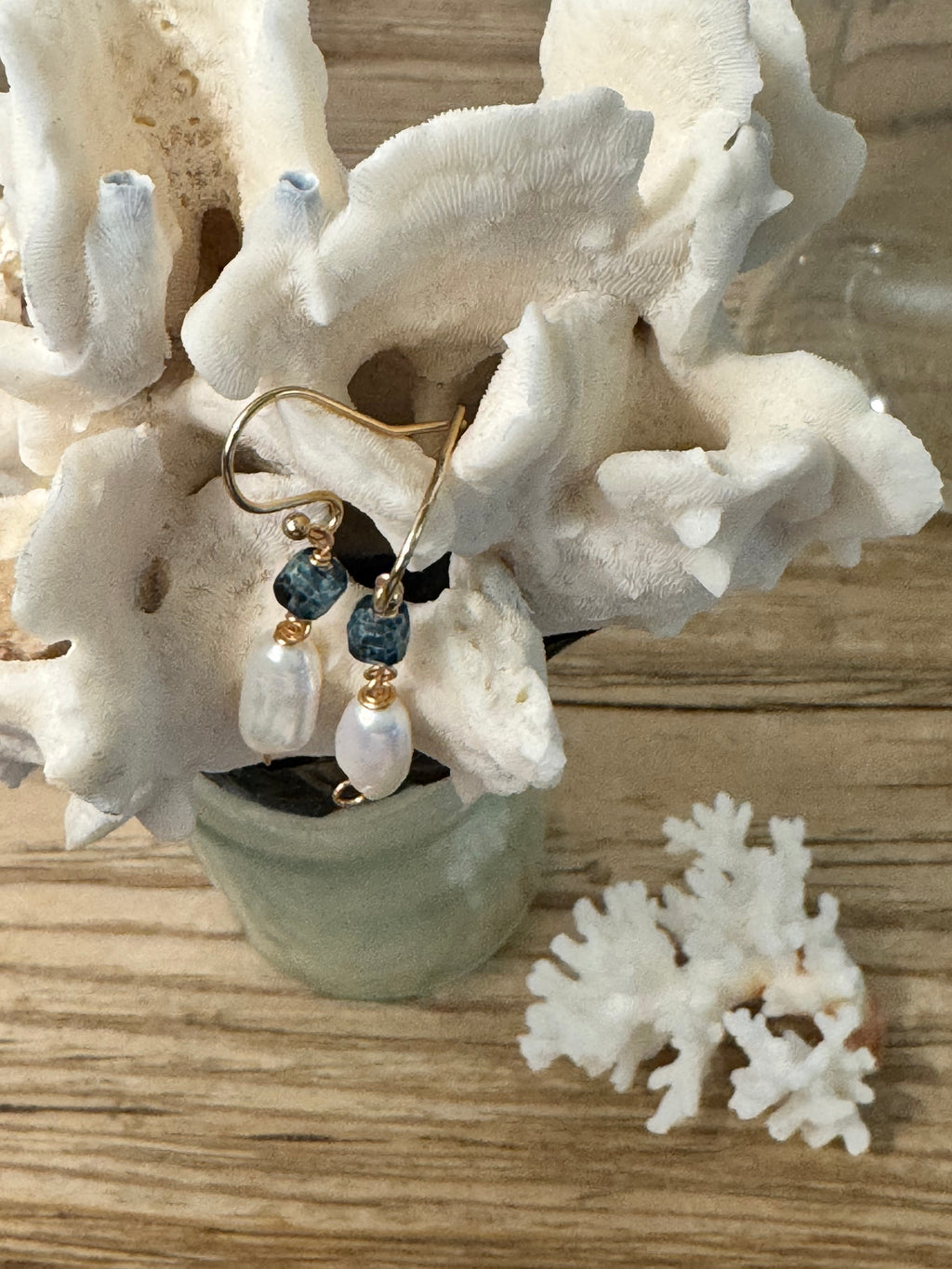 Blue Topaz & Pearl Earrings