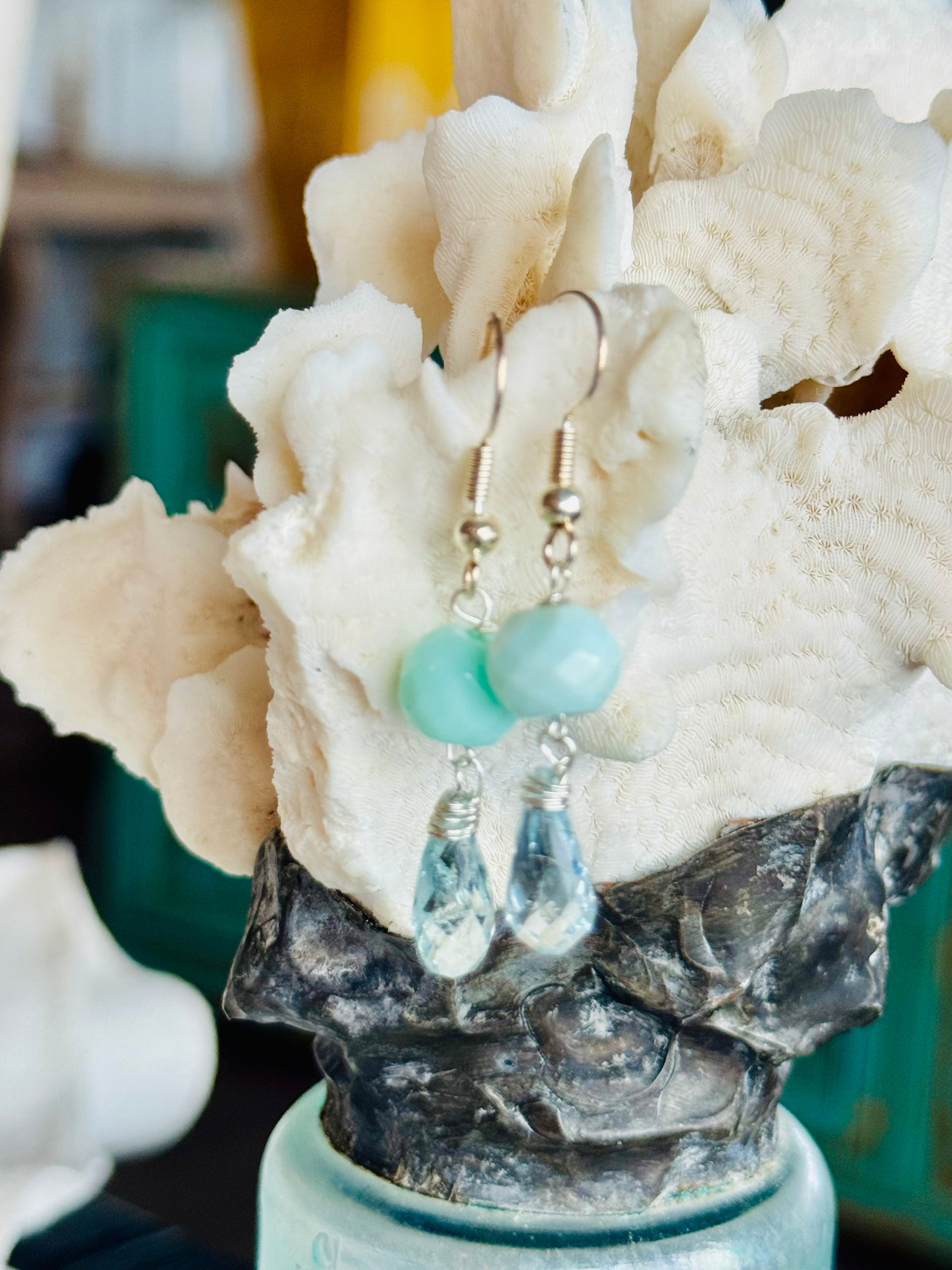 Amazonite & Blue Aquamarine Minis Earrings