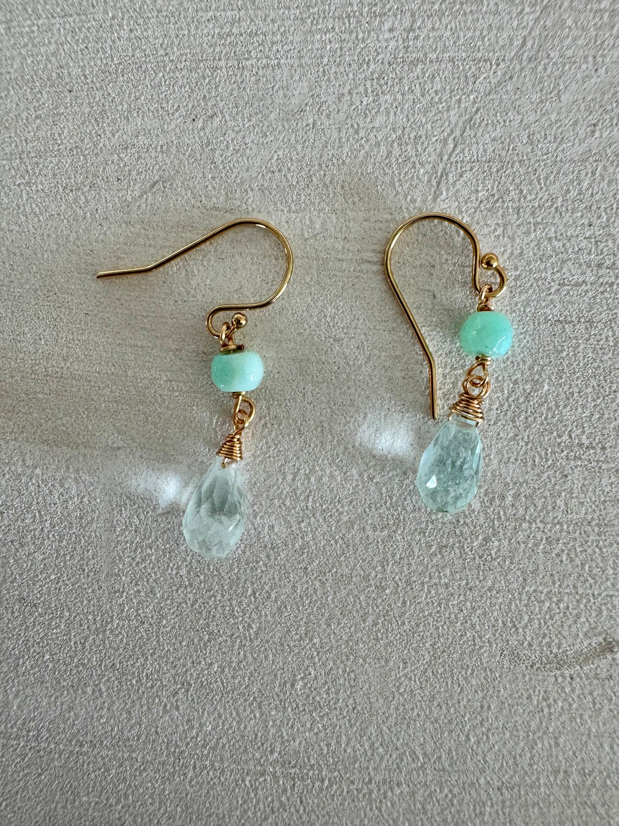 Aquamarine Teardrop & Amazonite Minis Earrings