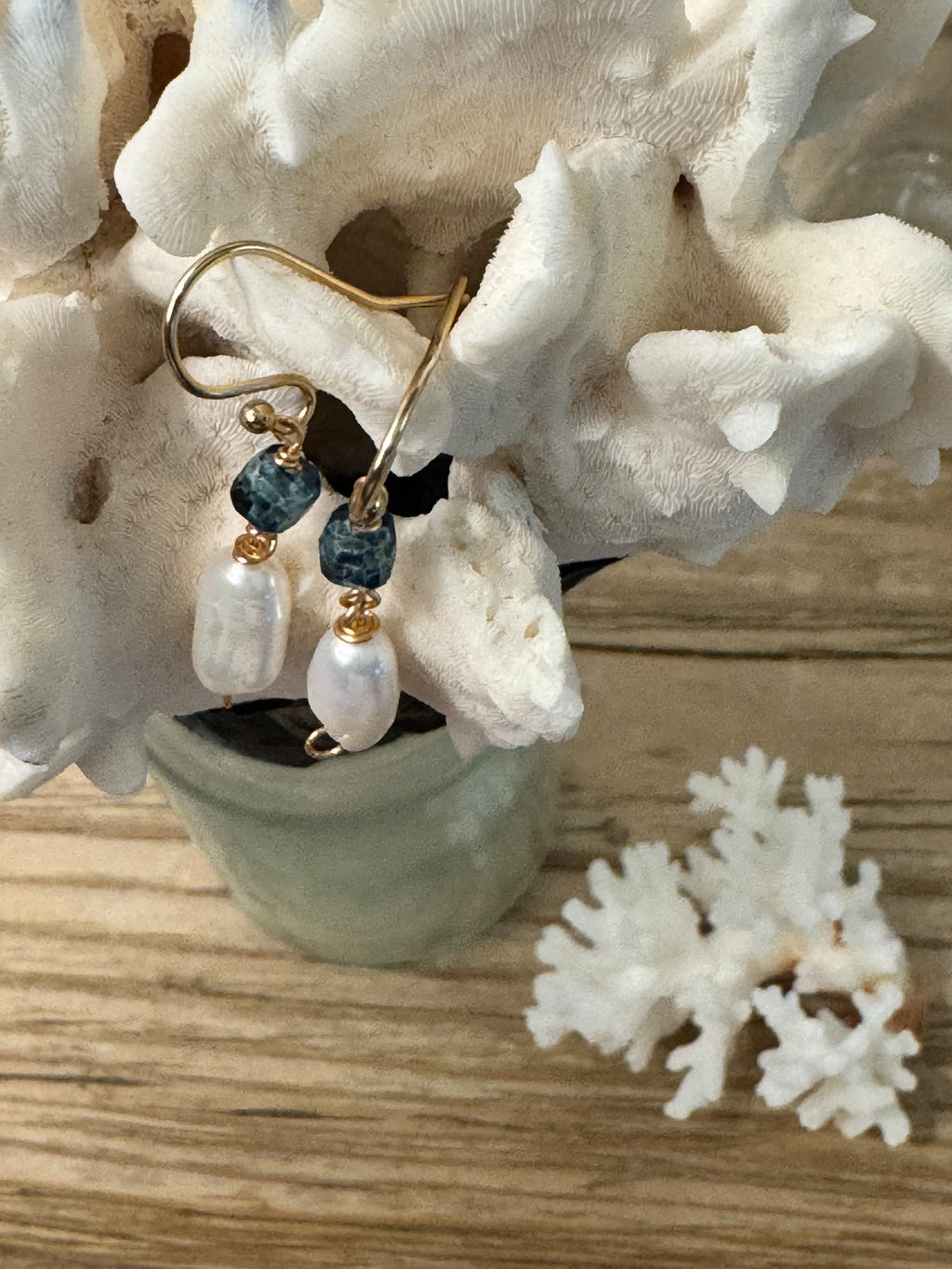 Blue Topaz & Pearl Earrings