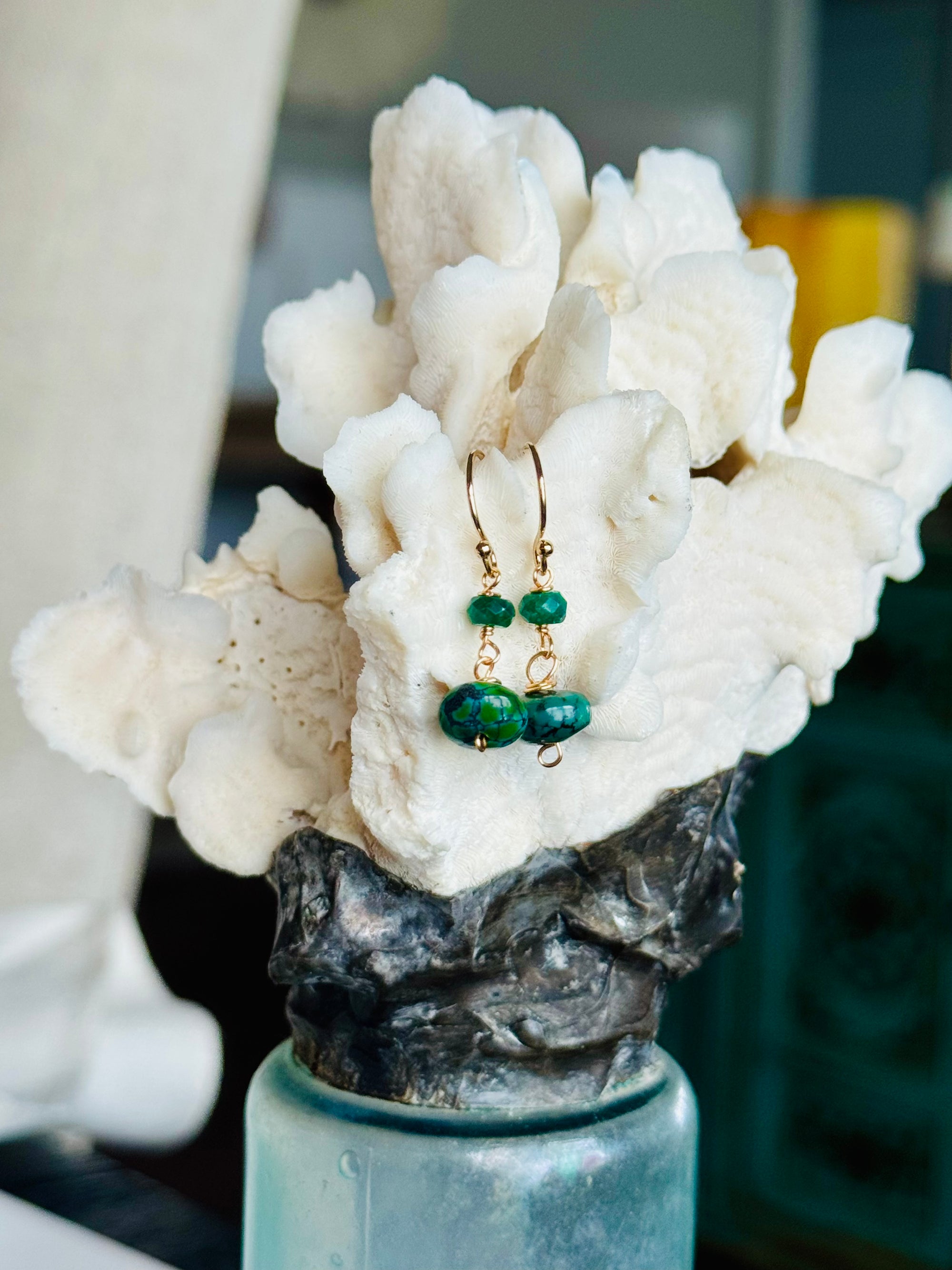 Turquoise & Emerald Minis Earrings