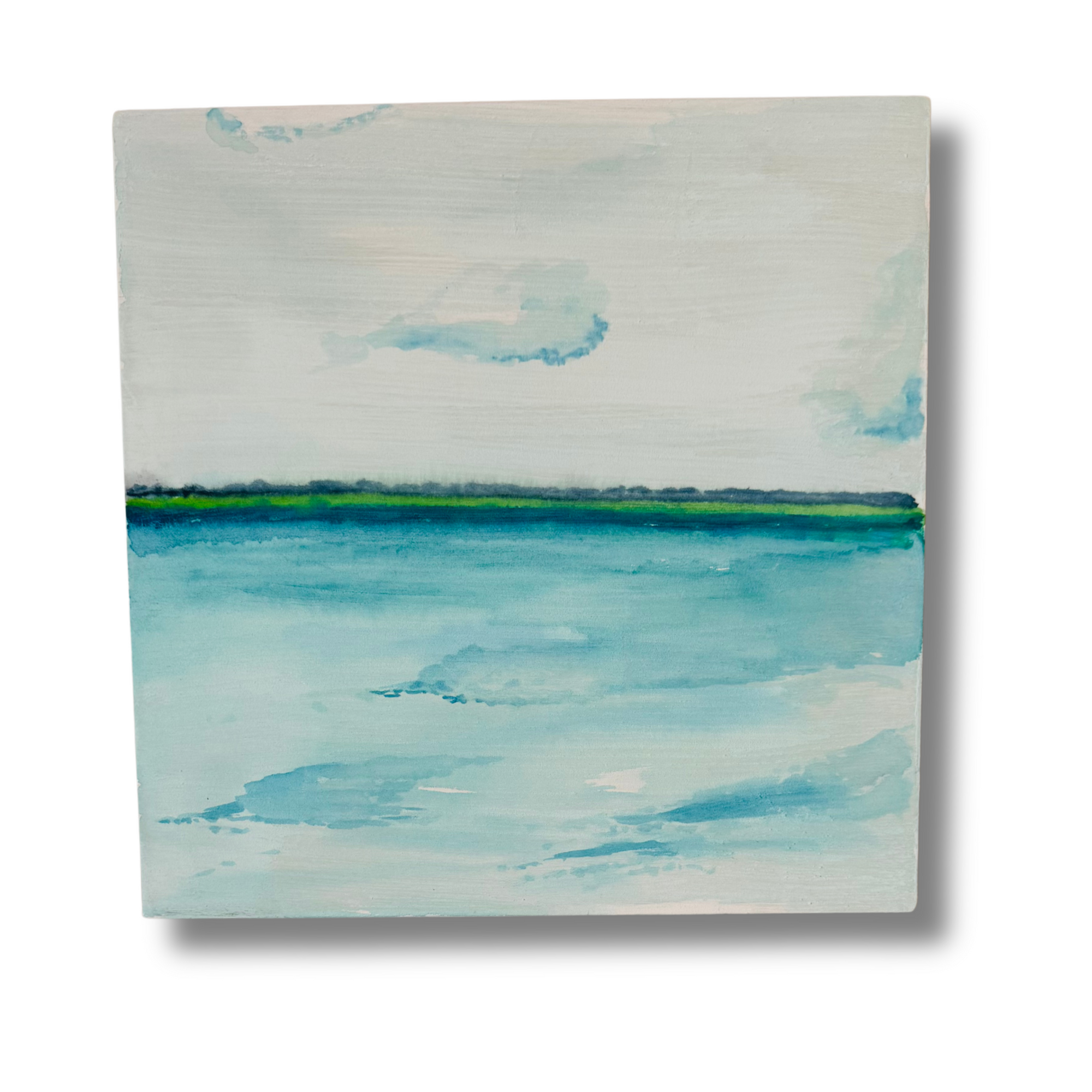Summer at Wrightsville Beach - 10x10 Watercolor Wood Block Painting