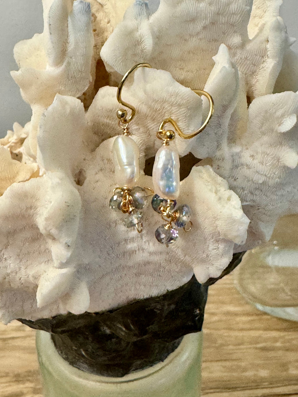 Mystic Topaz & Pearl Earrings