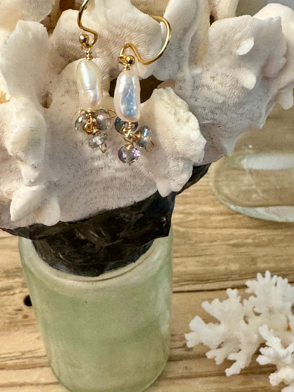 Mystic Topaz & Pearl Earrings