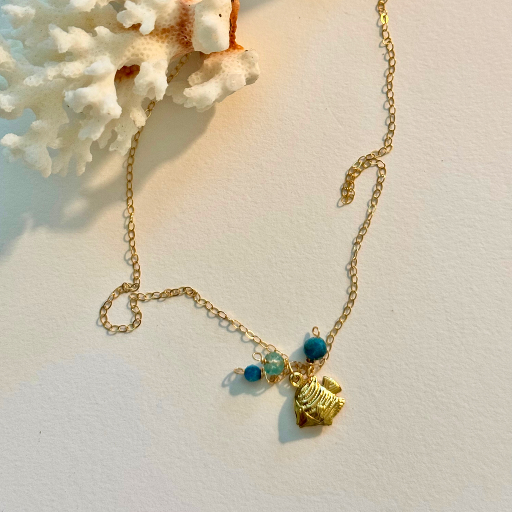 Dainty Blue Seas Fish Necklace