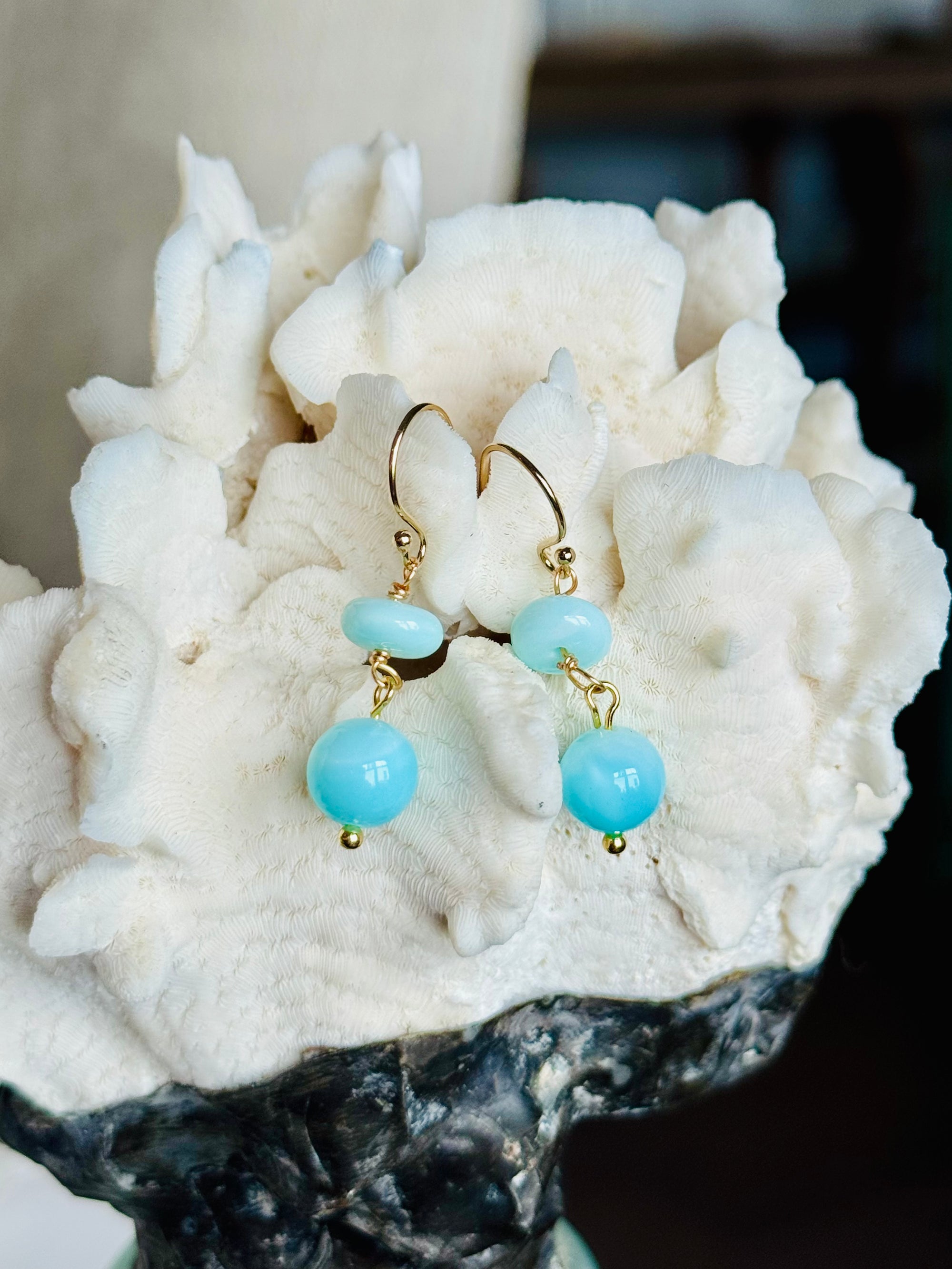 Bright Blue Amazonite Minis Earrings