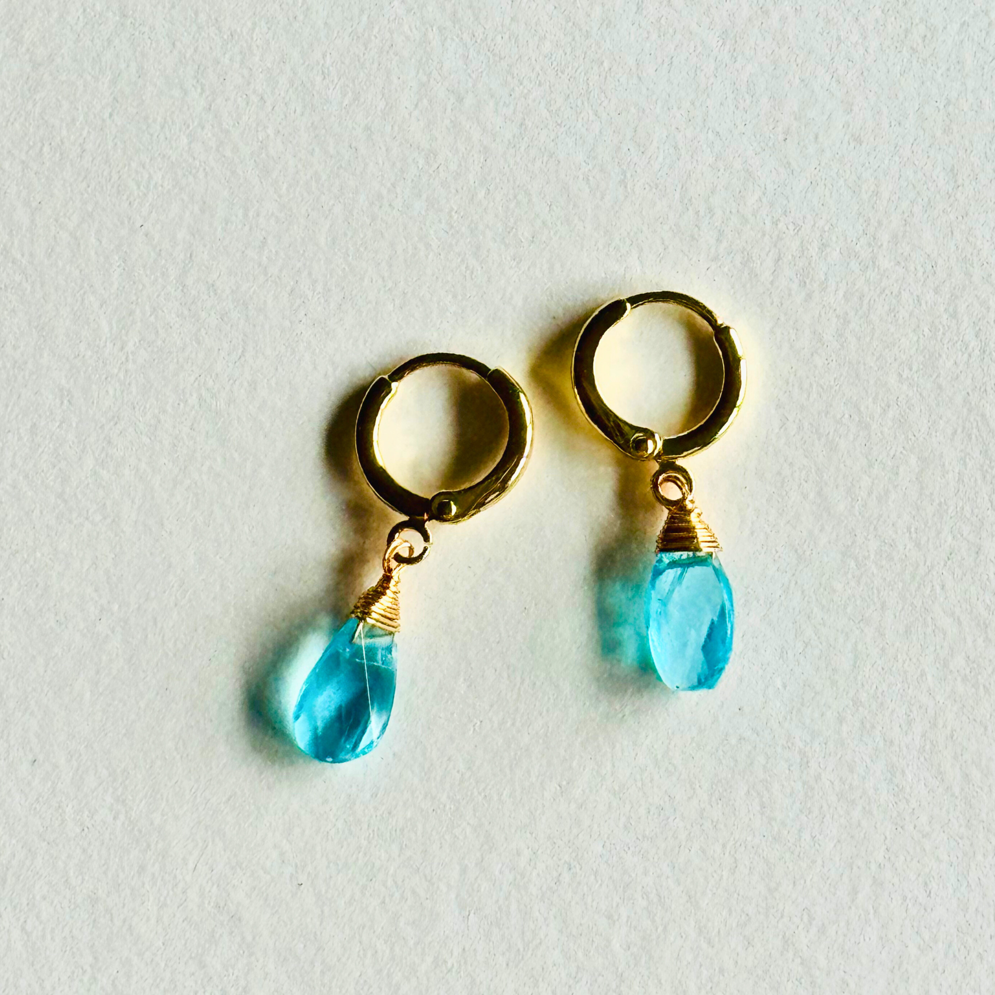 Apatite Teardrop Huggie Earrings