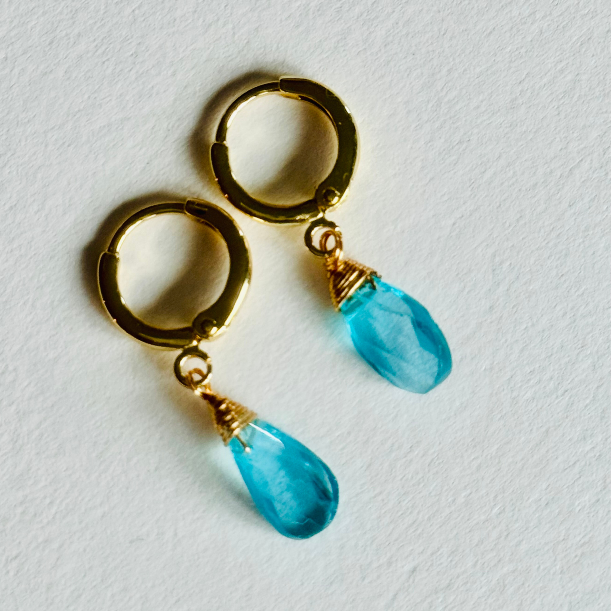 Apatite Teardrop Huggie Earrings