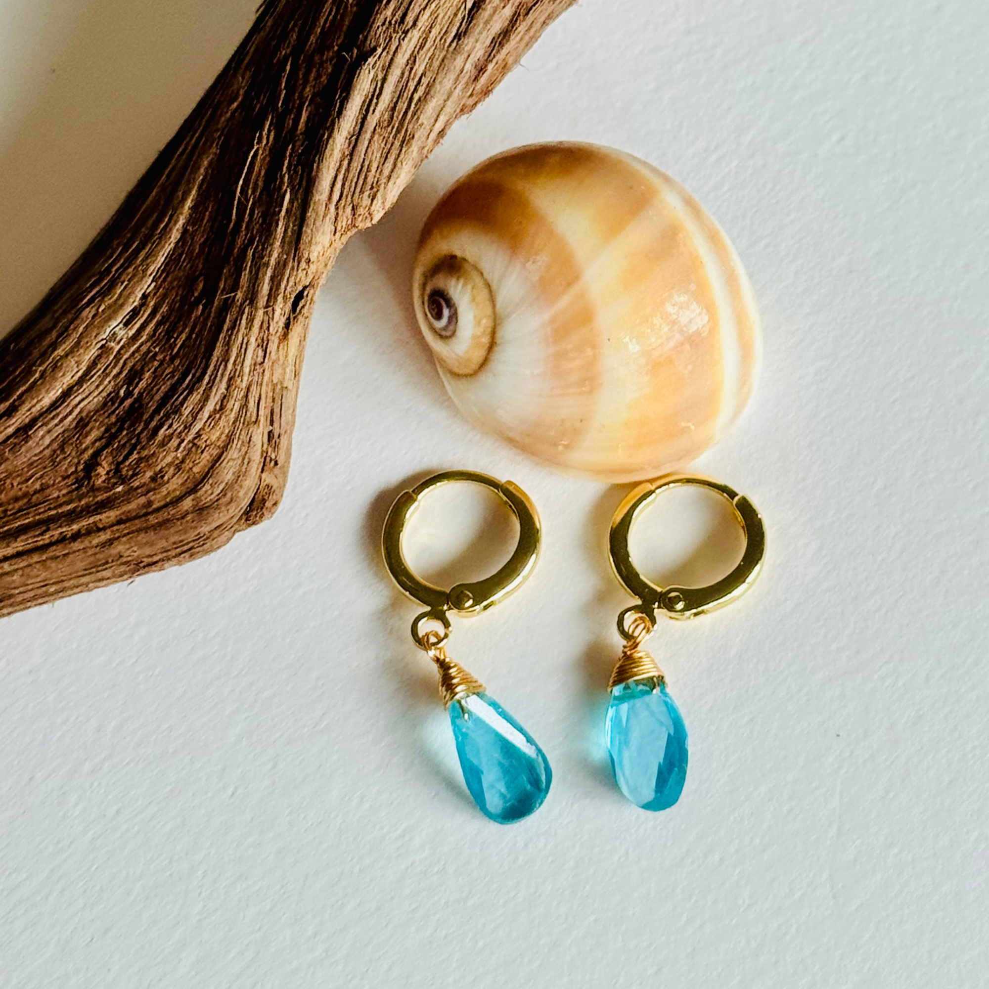 Apatite Teardrop Huggie Earrings