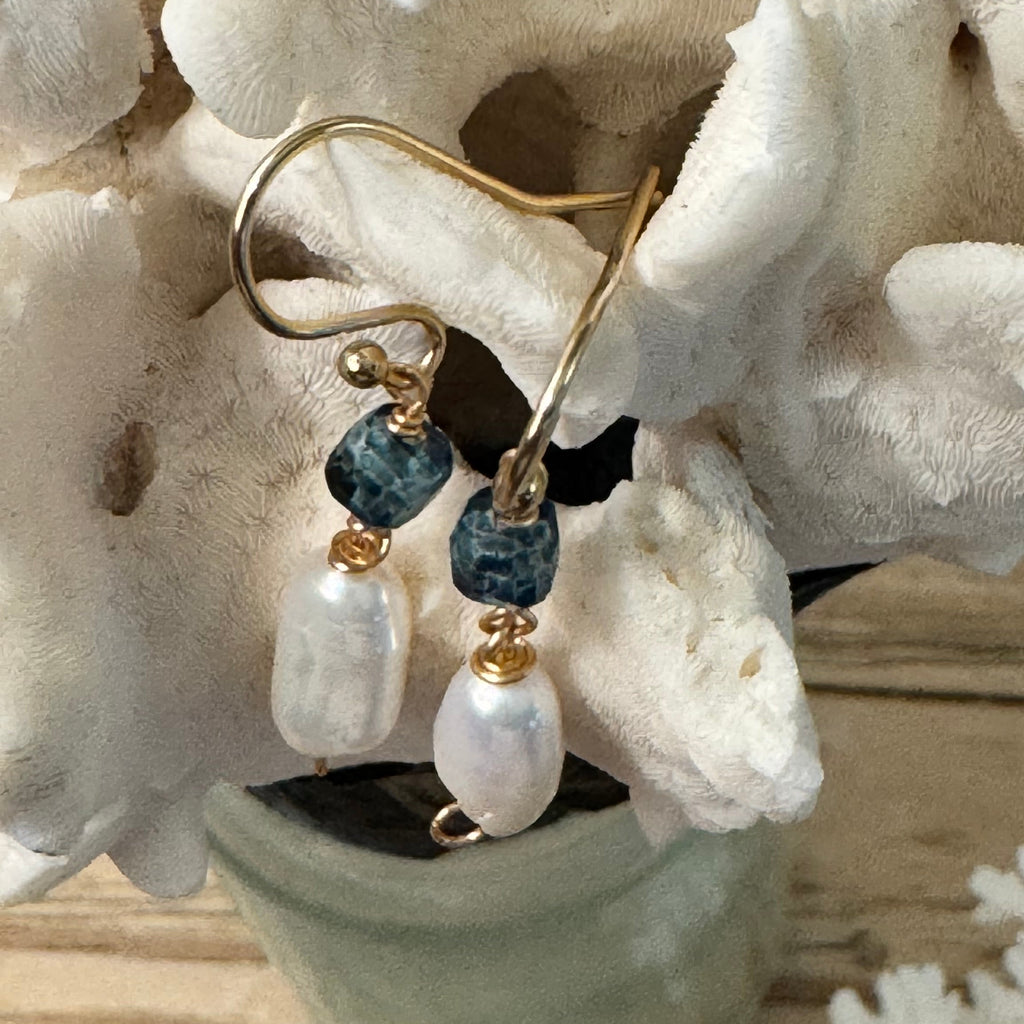 Blue Topaz & Pearl Earrings