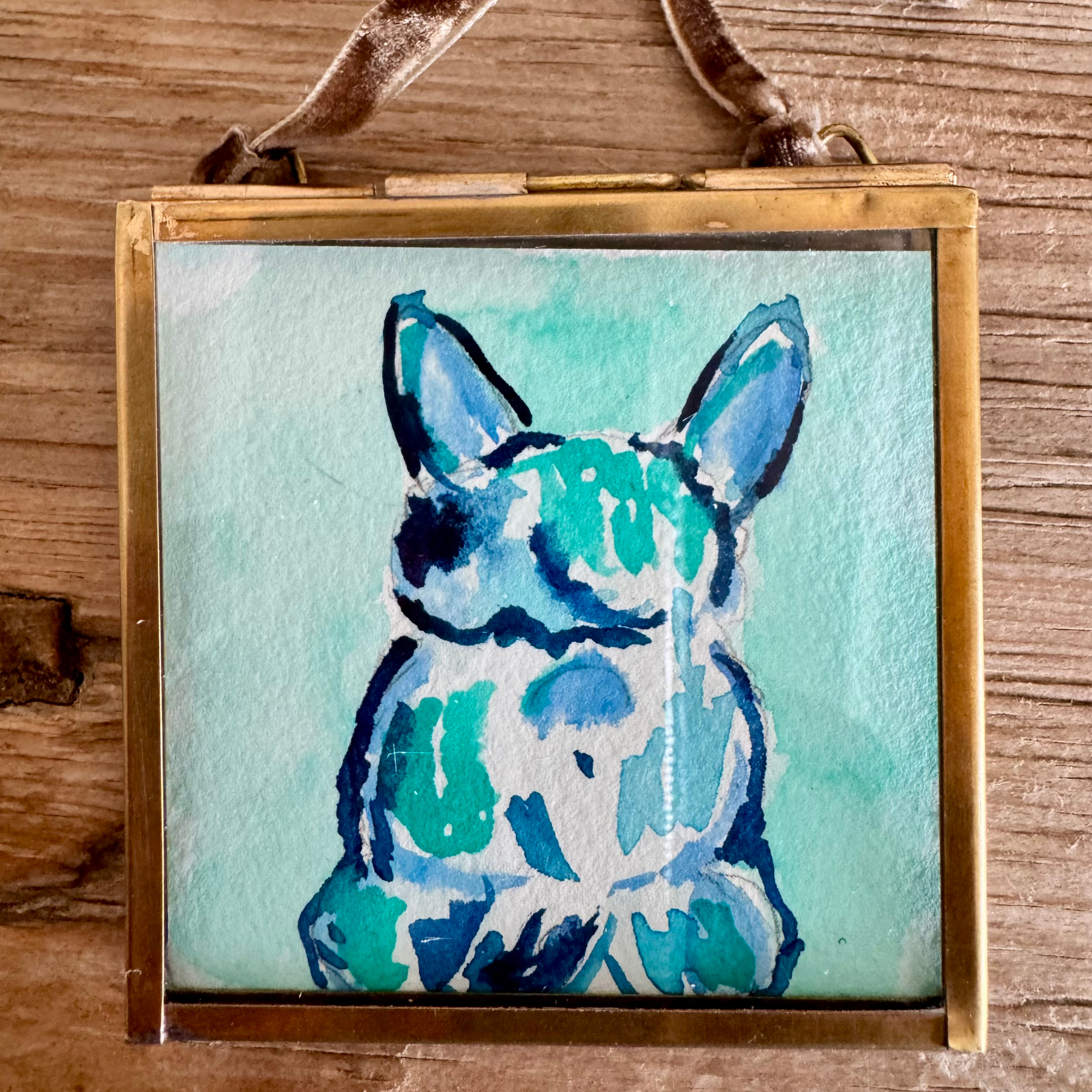 Bulldog Watercolor Ornament