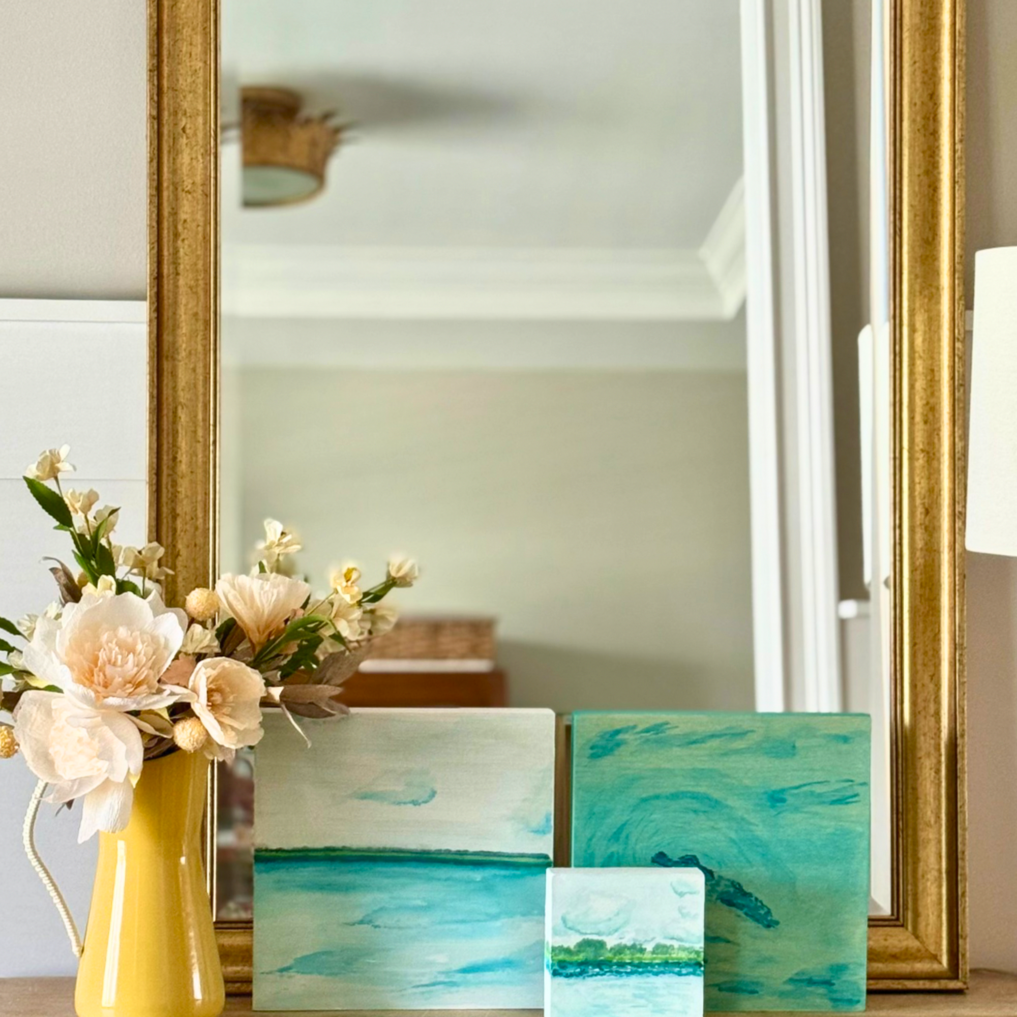 Summer at Wrightsville Beach - 10x10 Watercolor Wood Block Painting