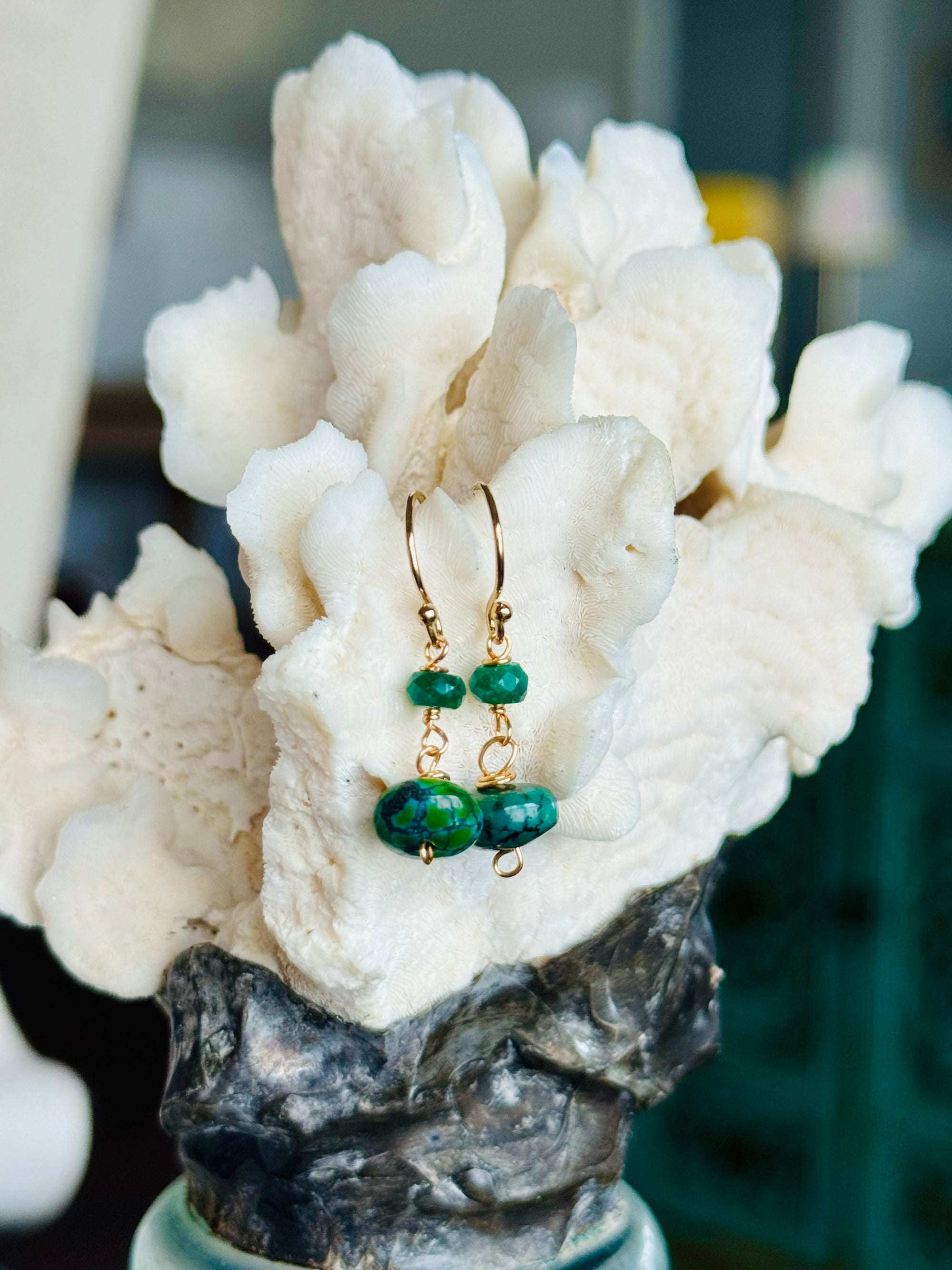Turquoise & Emerald Minis Earrings