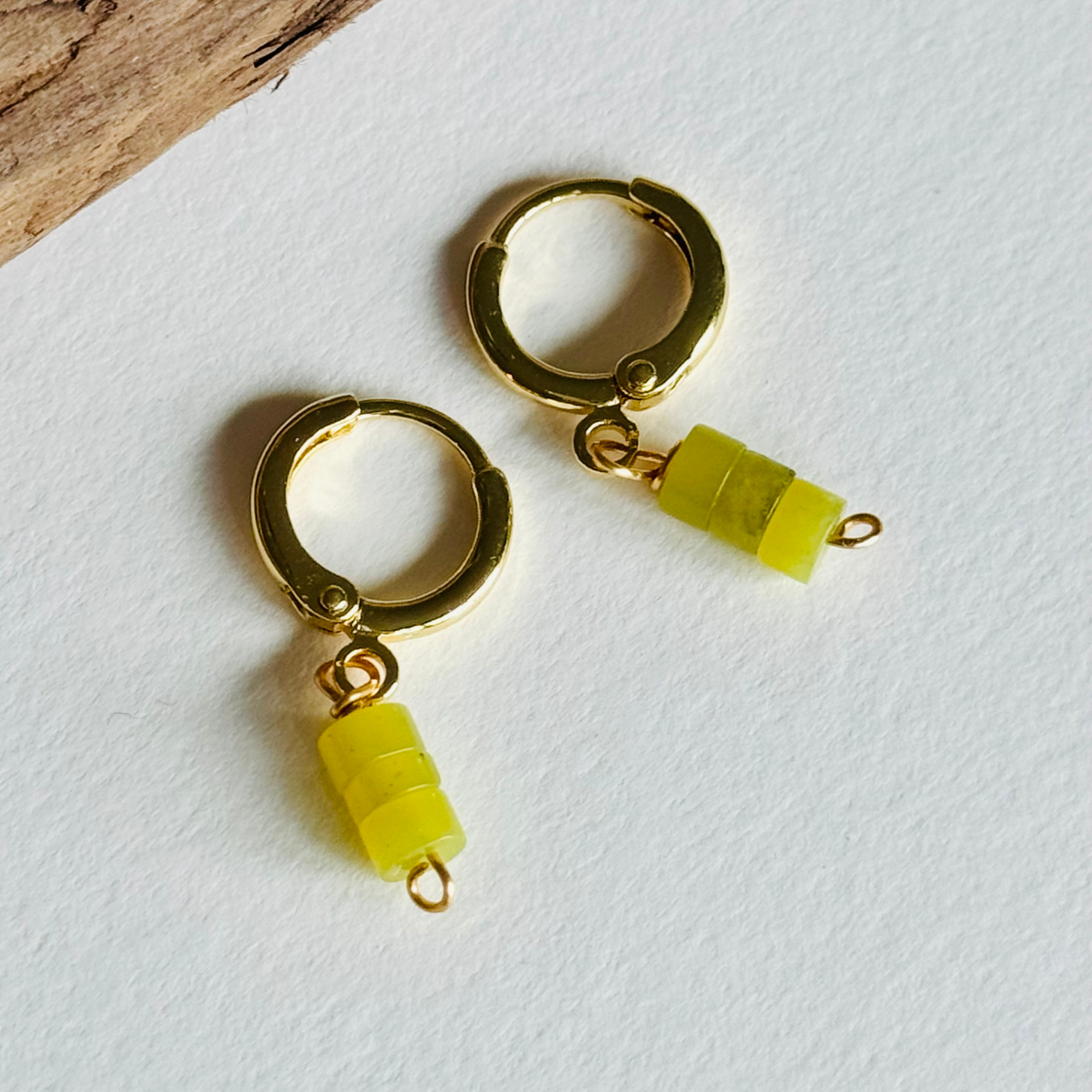 Chartreuse Jade Huggie Earrings
