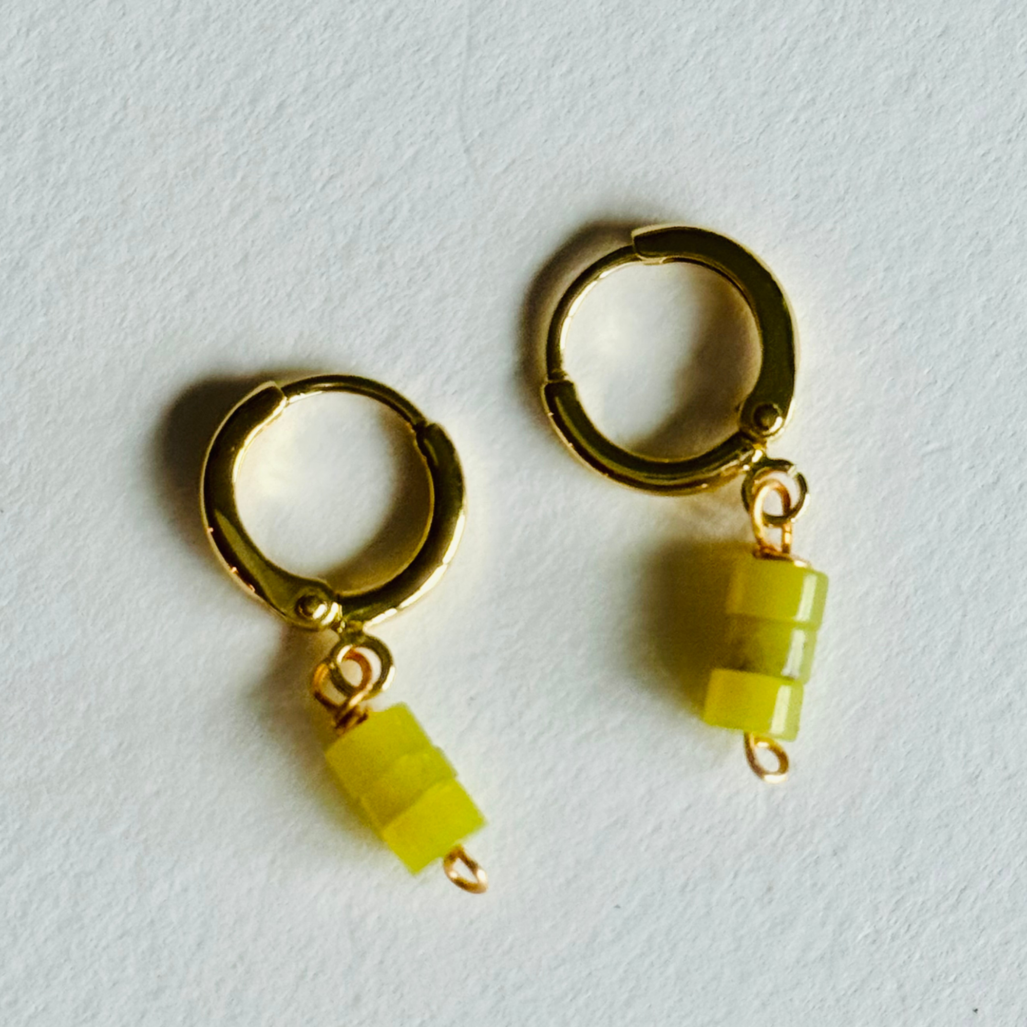 Chartreuse Jade Huggie Earrings
