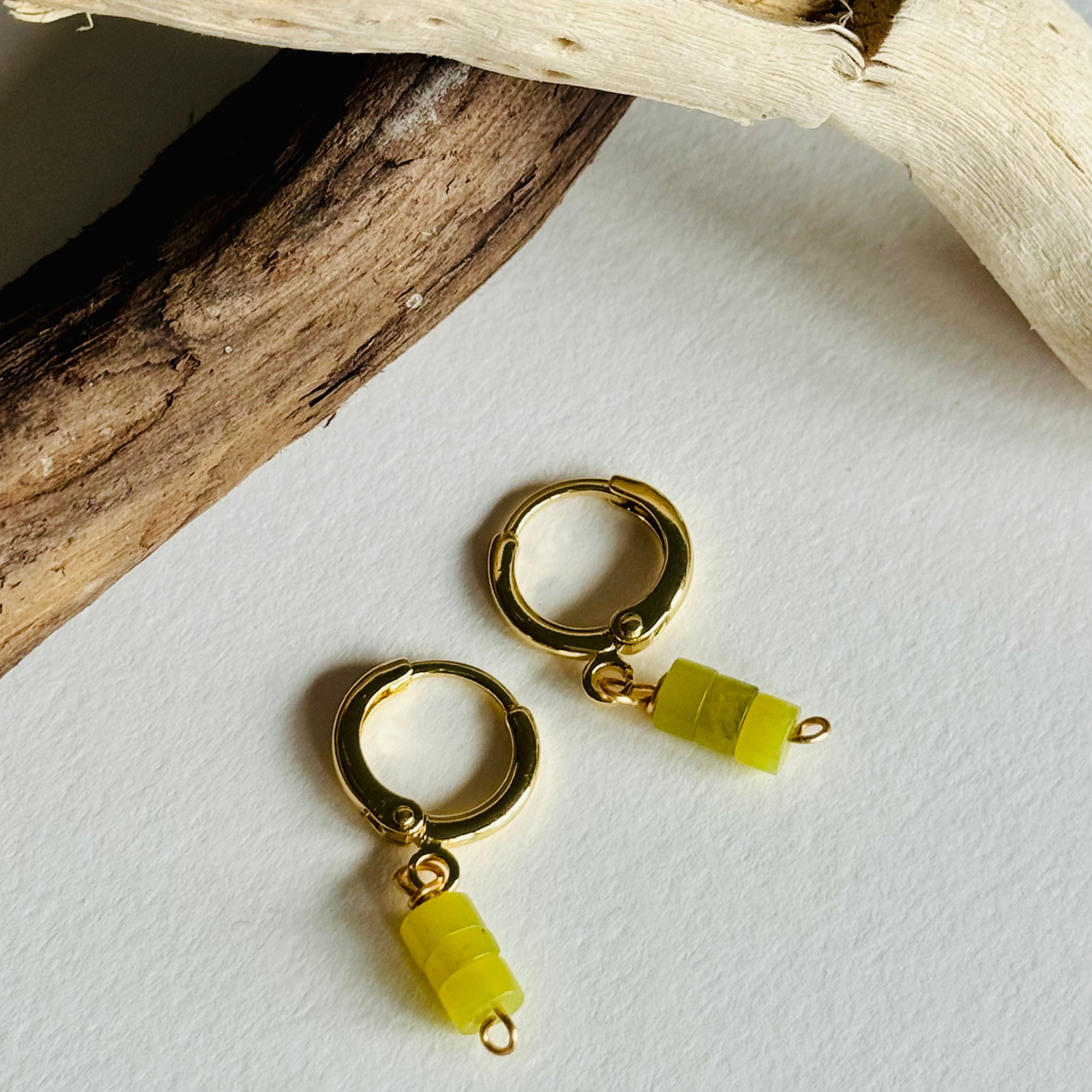 Chartreuse Jade Huggie Earrings