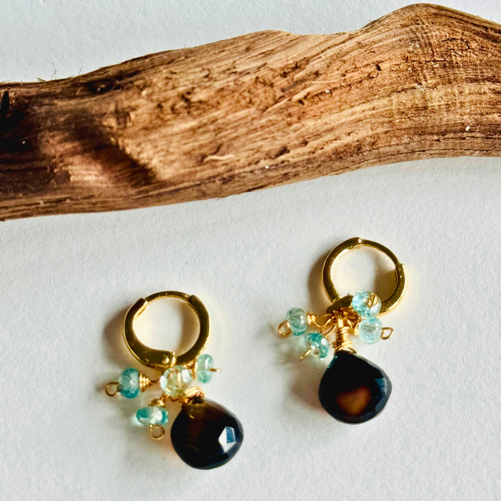 Chocolate & Mint Huggie Earrings