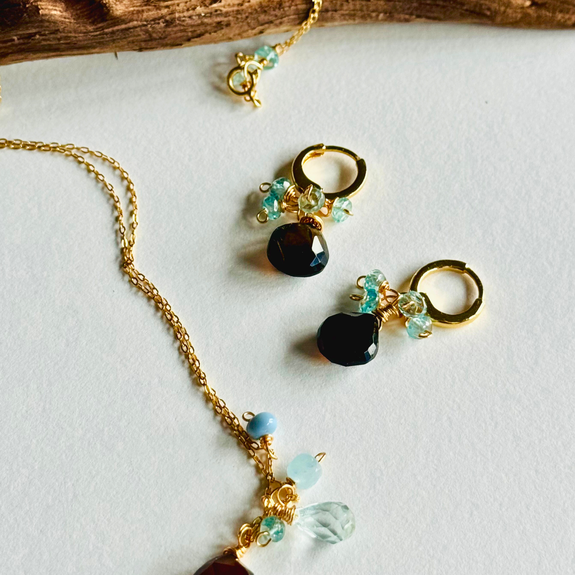 Chocolate & Mint Huggie Earrings