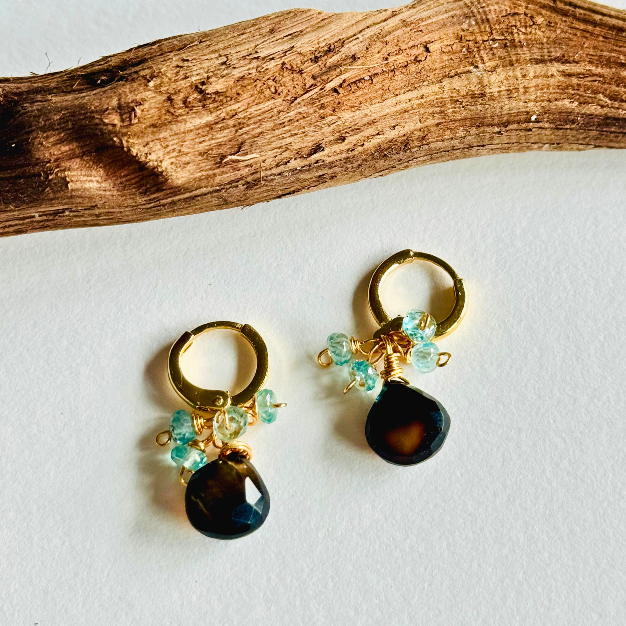 Chocolate & Mint Huggie Earrings