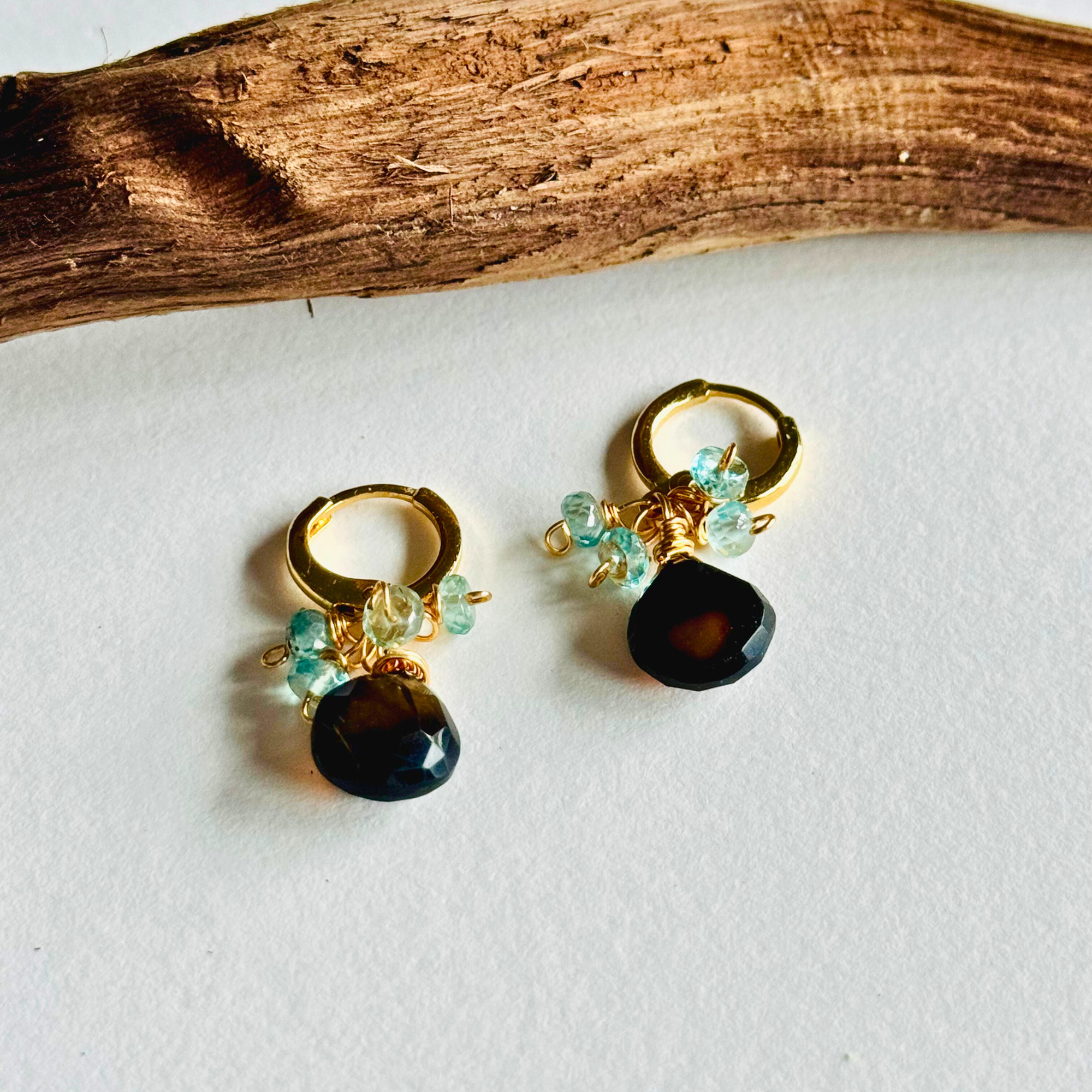 Chocolate & Mint Huggie Earrings