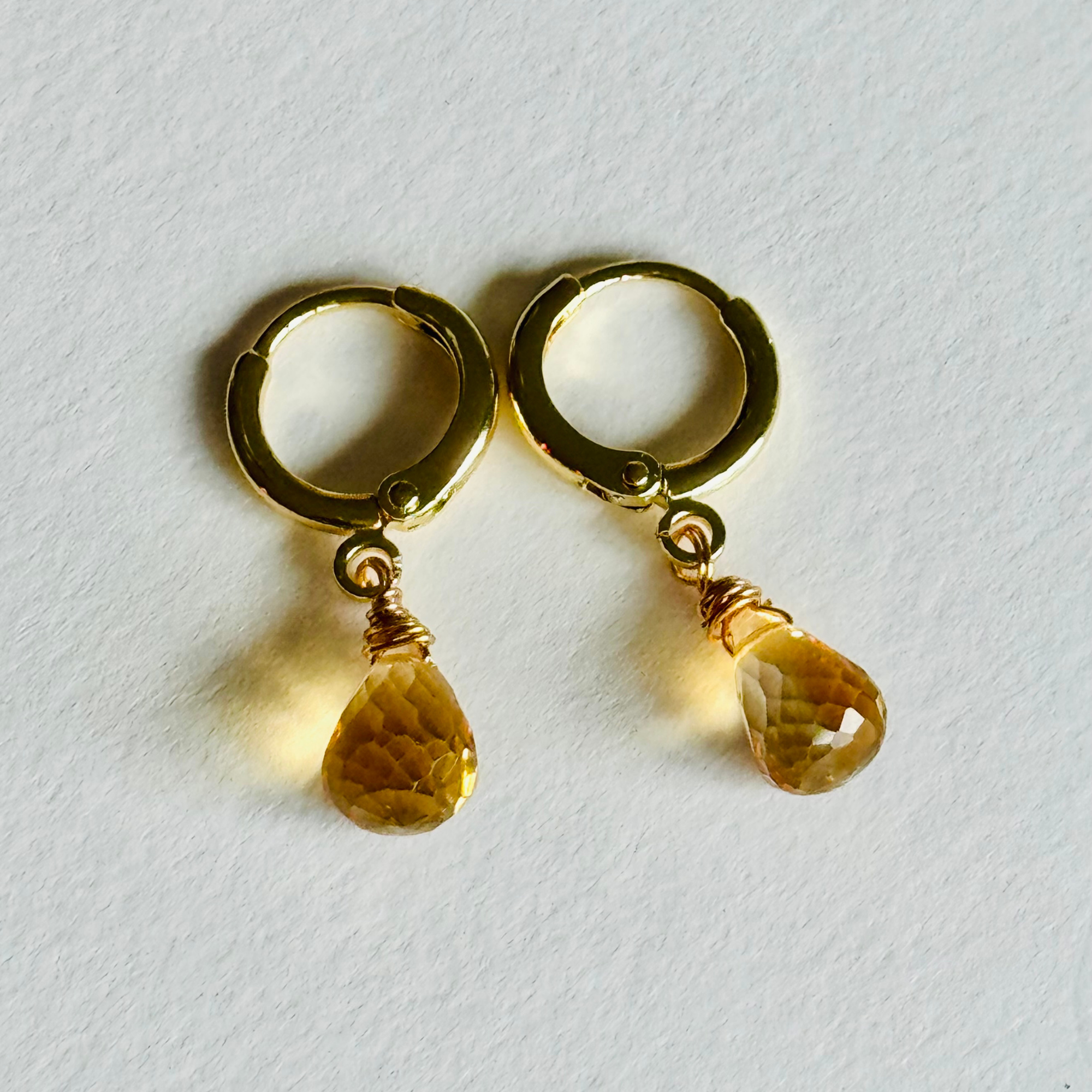 Citrine Briolette Huggie Earrings