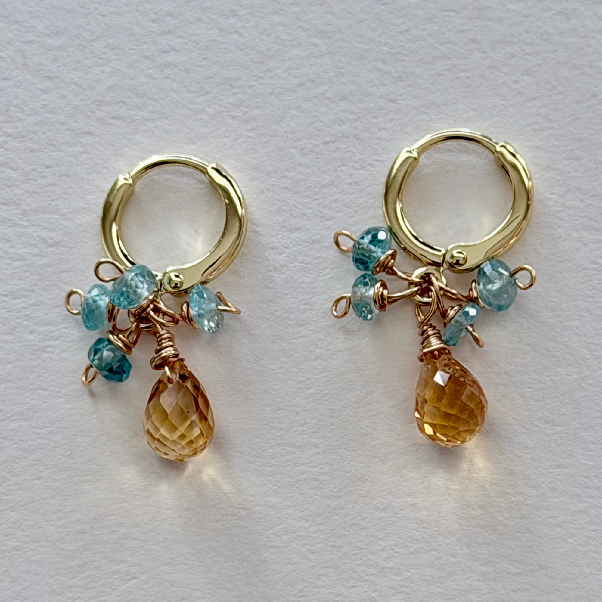 Citrine & Mystic Topaz Huggie Earrings