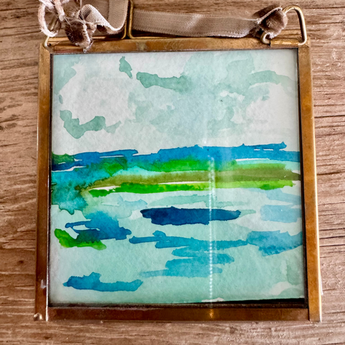 Abstract Cute Pup Watercolor Ornament