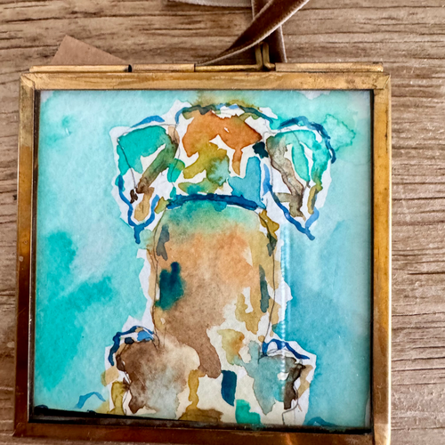 Abstract Cute Pup Watercolor Ornament