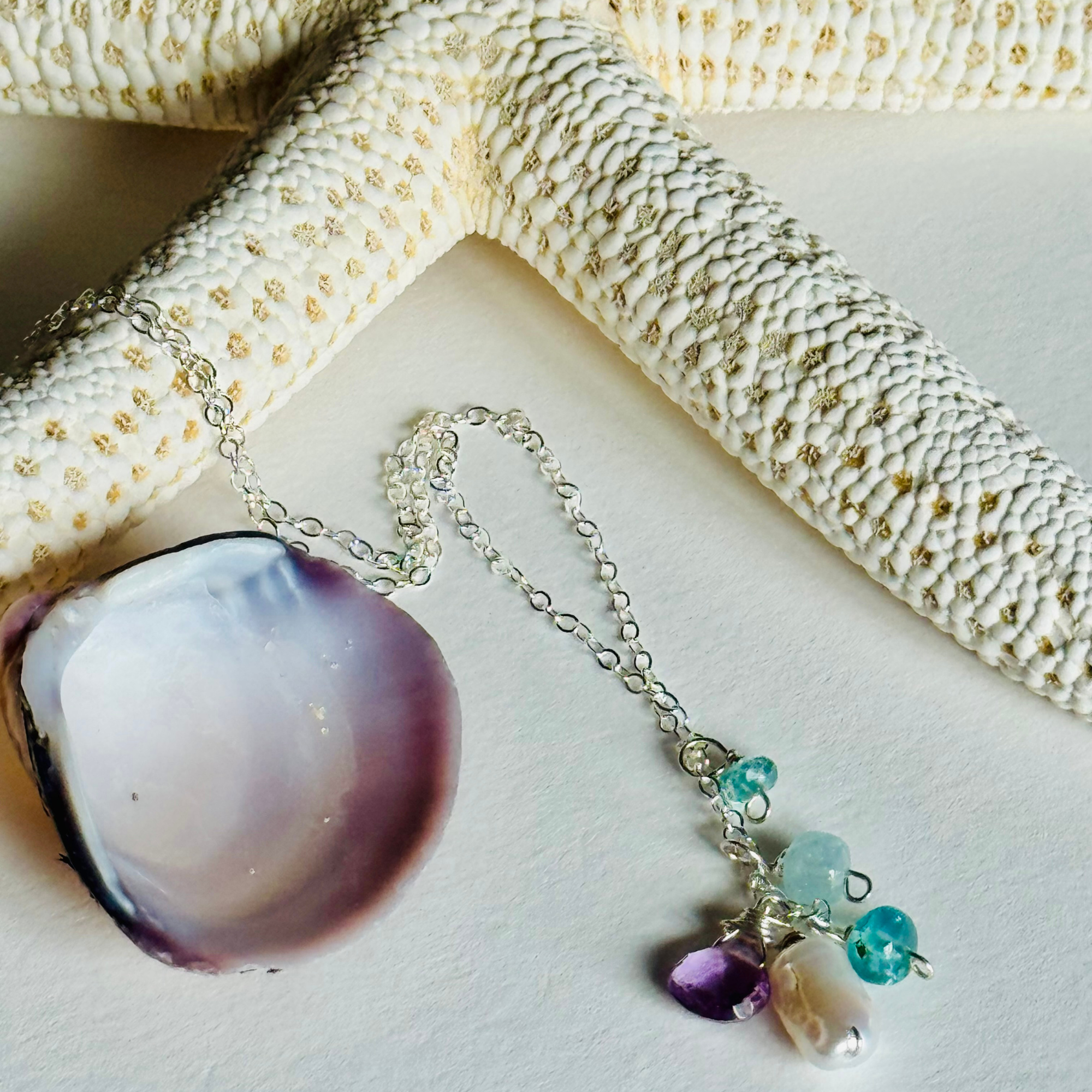 Dainty Midnight Tide Gemstone Cluster Necklace
