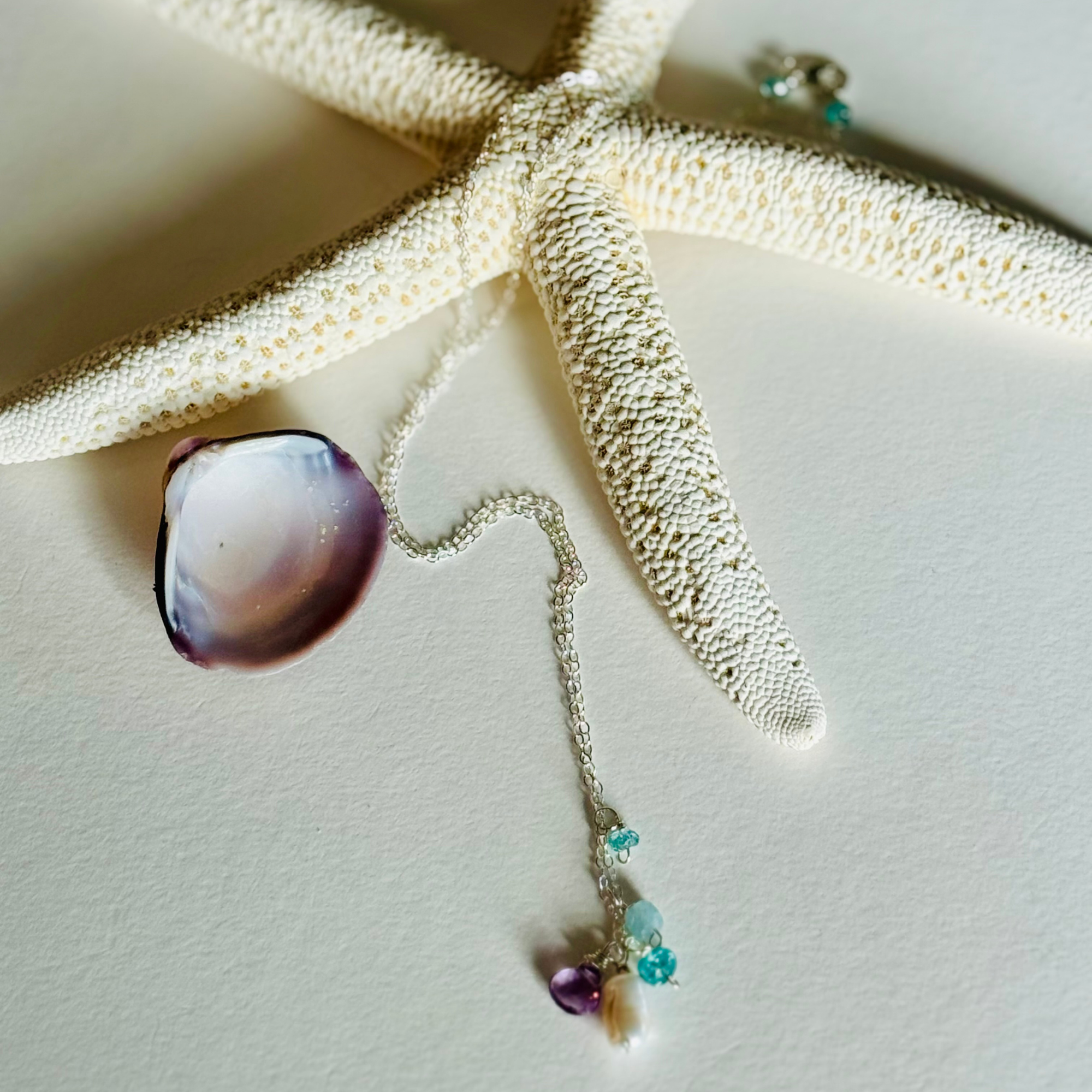 Dainty Midnight Tide Gemstone Cluster Necklace