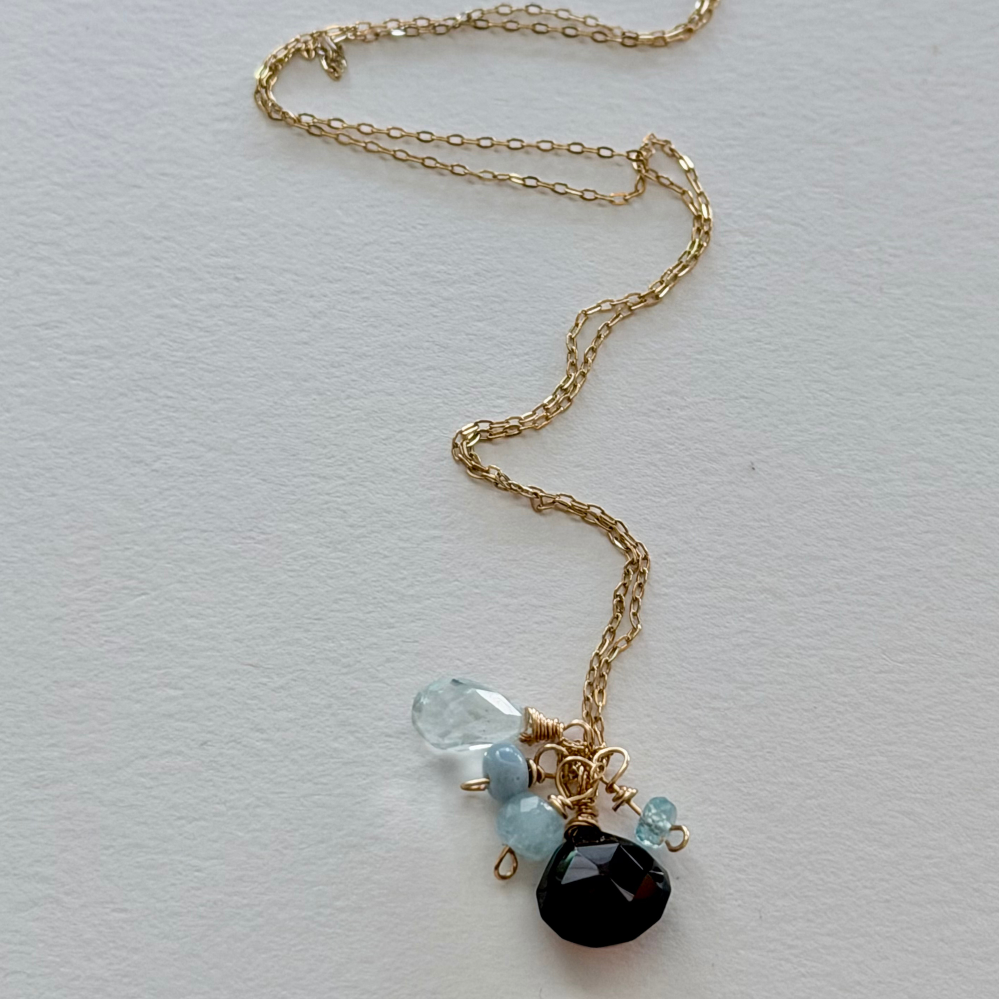 Dainty Chocolate & Ice necklace on white background 