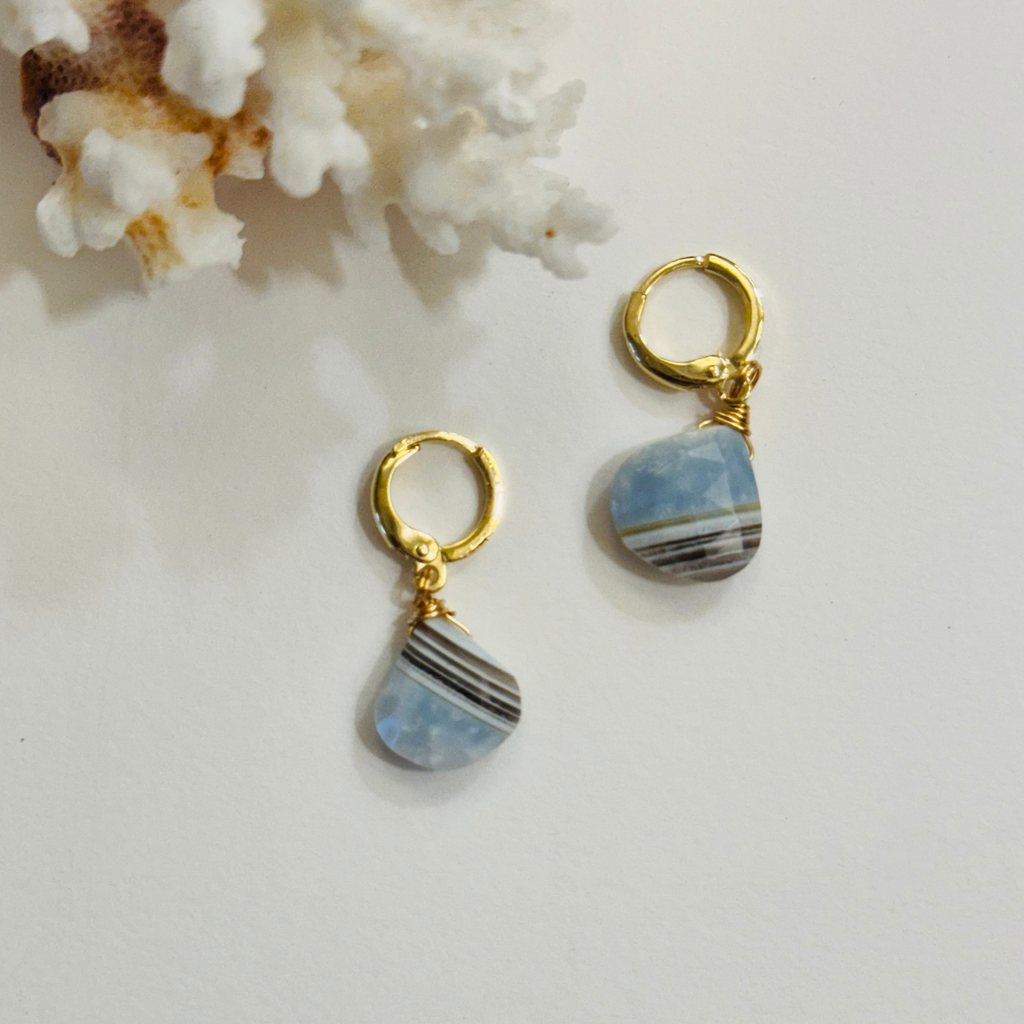 Denim Opal Huggie Earrings