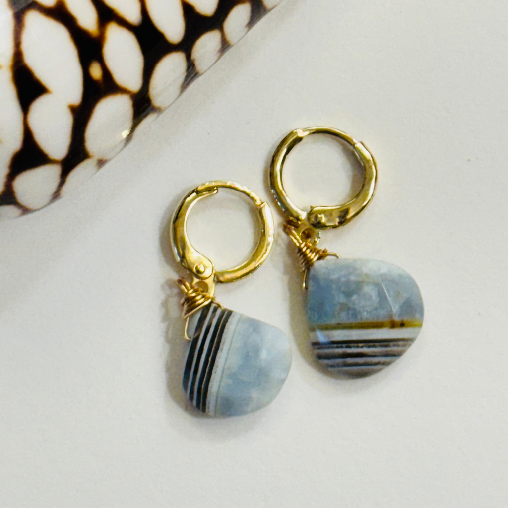 Denim Opal Huggie Earrings