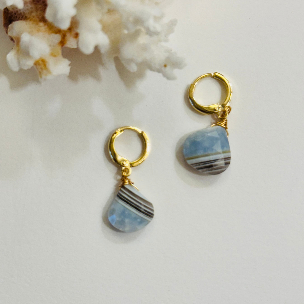 Denim Opal Huggie Earrings