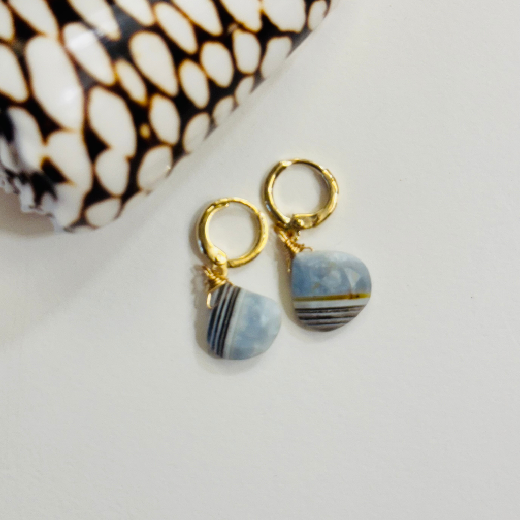 Denim Opal Huggie Earrings
