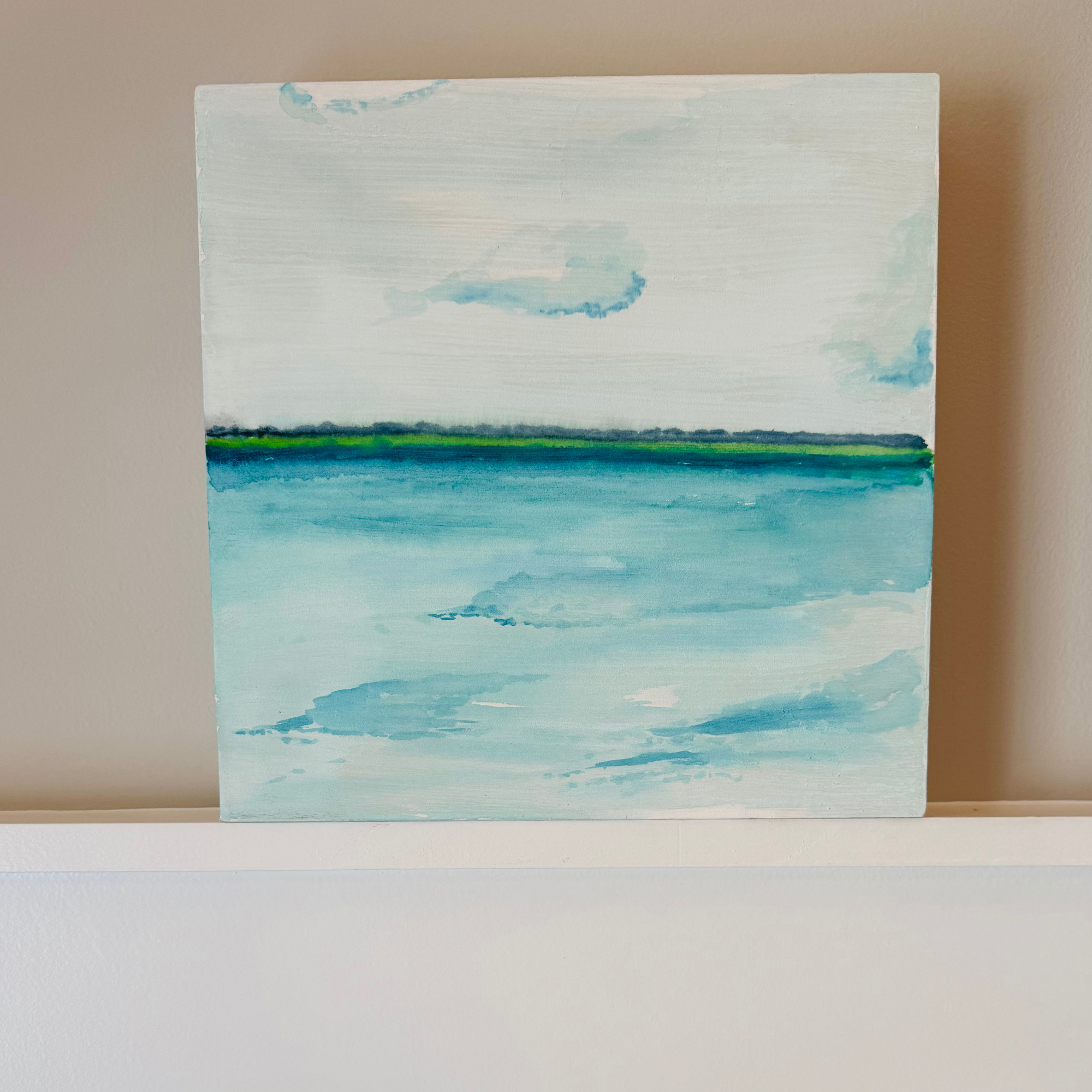 Summer at Wrightsville Beach - 10x10 Watercolor Wood Block Painting