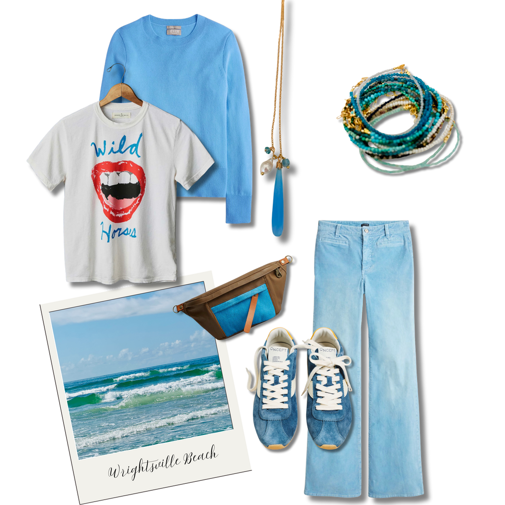 Fashion inspiration for styling your blue santorini necklace 