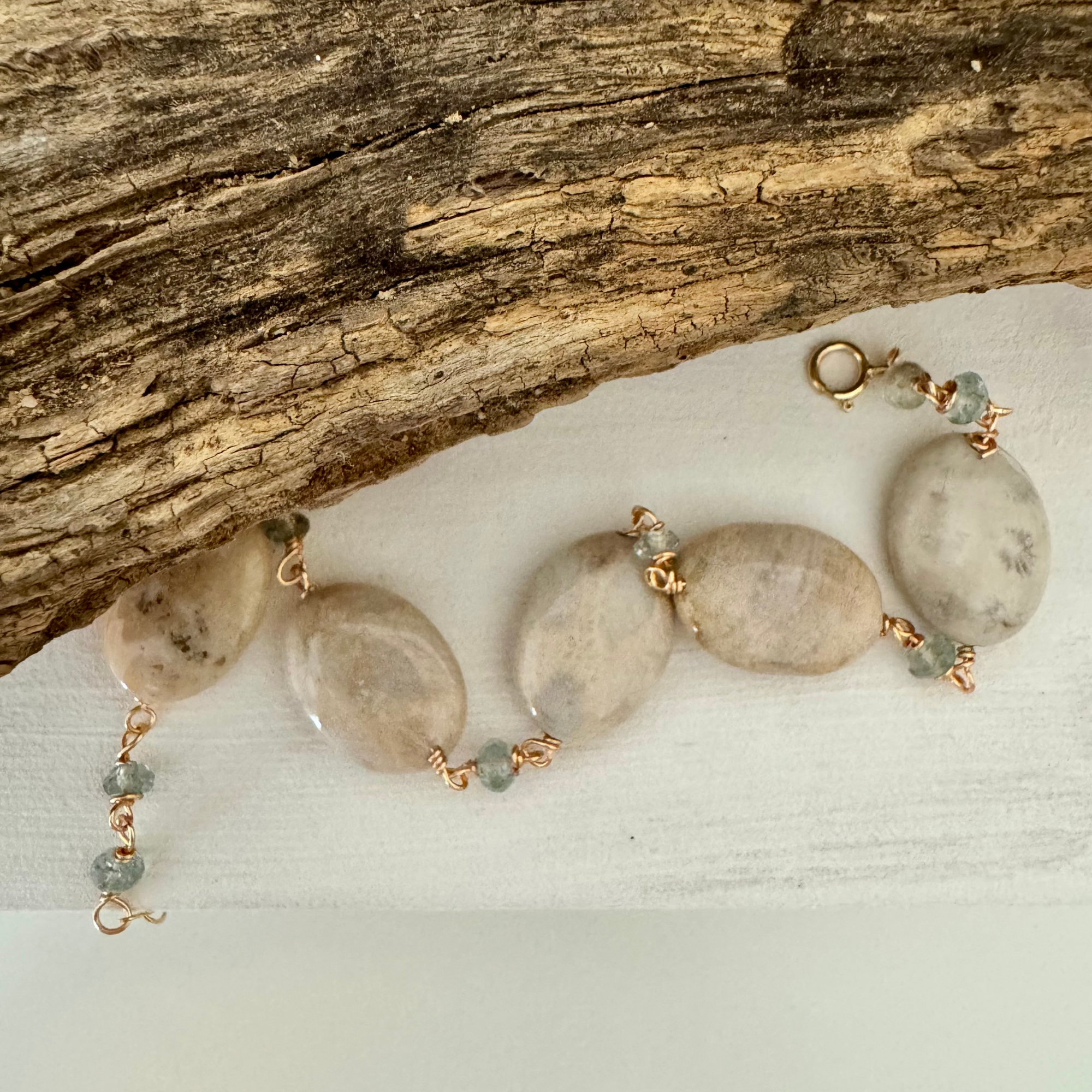 Feelin' Crabby Agate & Moss Aquamarine Bracelet