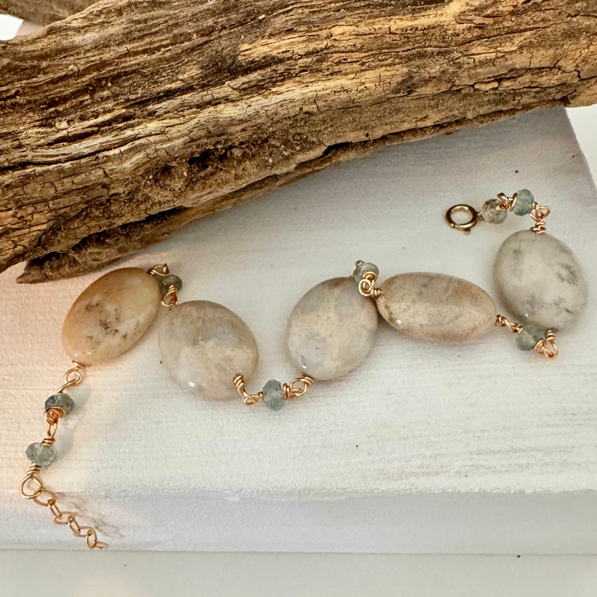 Feelin' Crabby Agate & Moss Aquamarine Bracelet