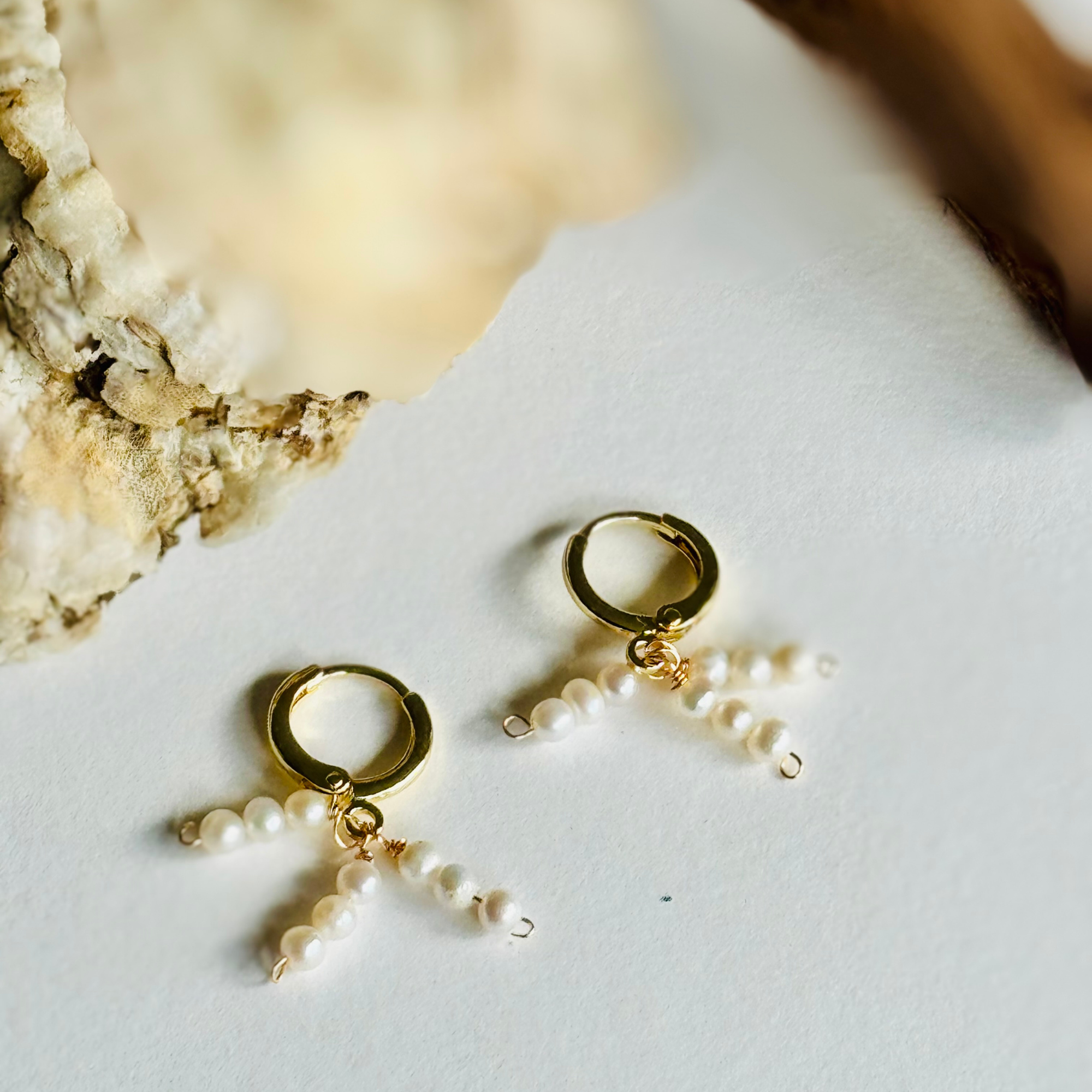 Freshwater Pearls Trio Huggie Earrings