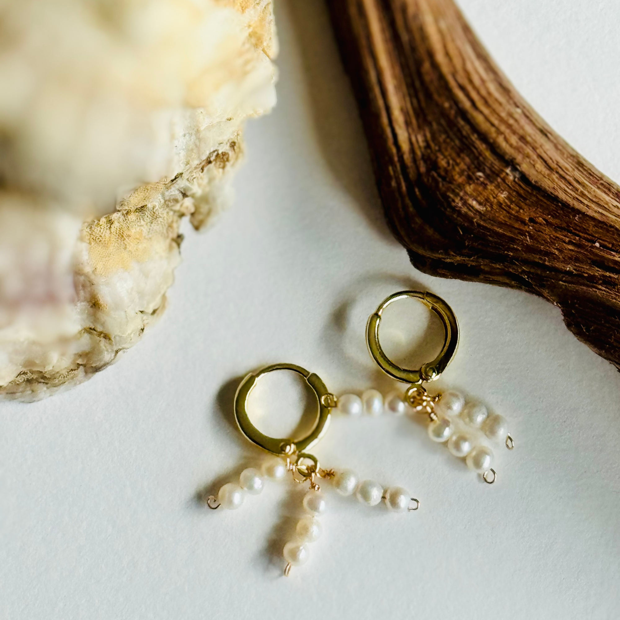 Freshwater Pearls Trio Huggie Earrings