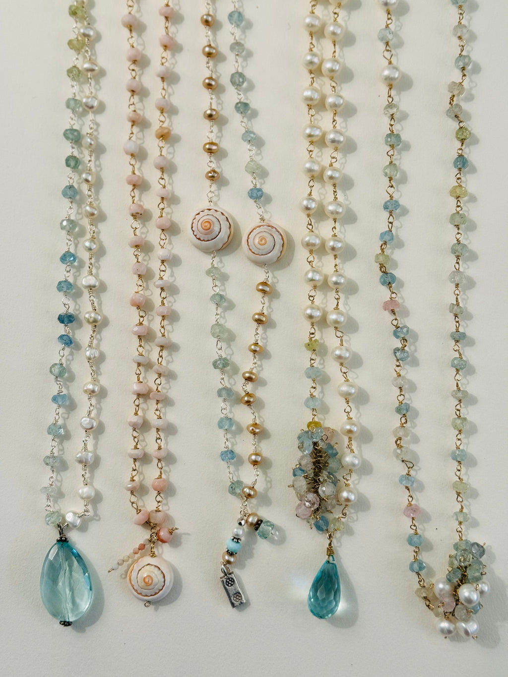 Aquamarine Briolette & Pearl Necklace
